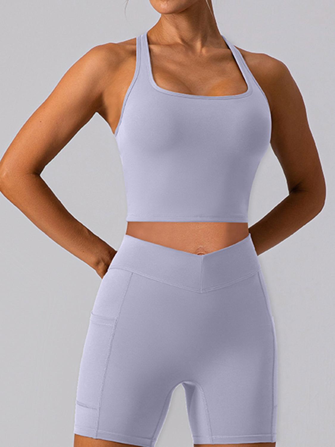 Square Neck Racerback Cropped Tank - Clothes For Her Online Store