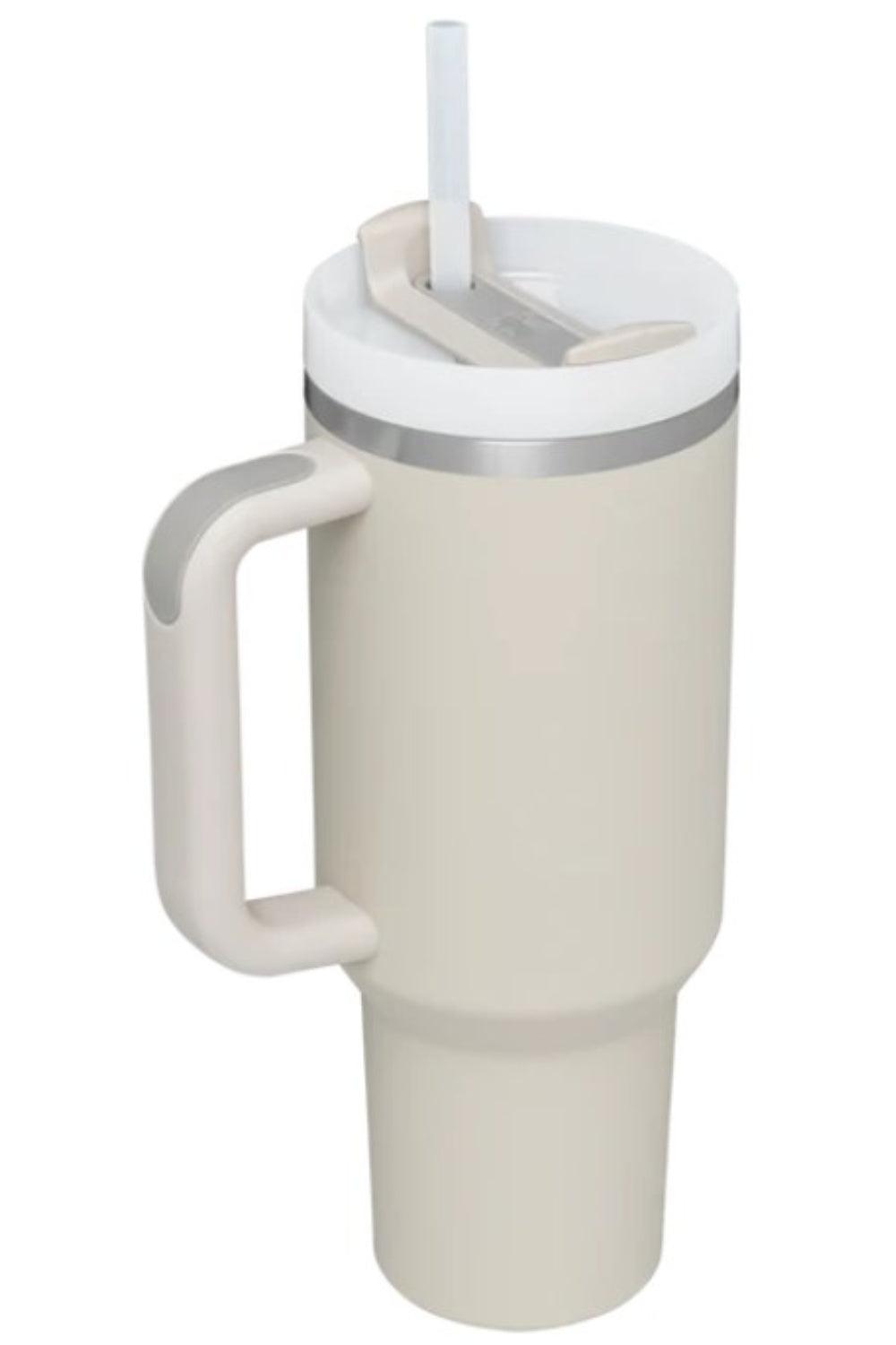 Stainless Steel Tumbler with Upgraded Handle and Straw - Clothes For Her Online Store