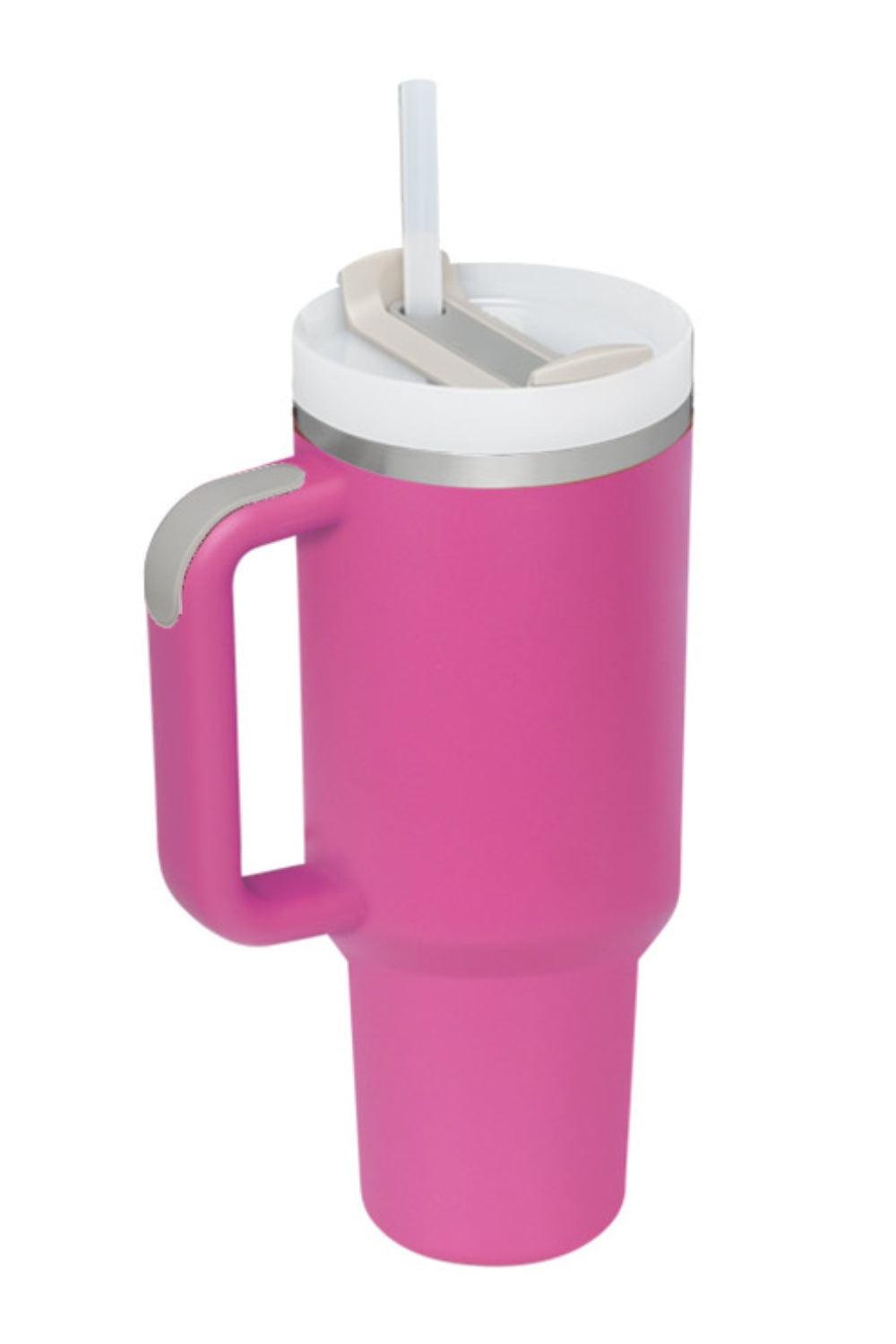 Stainless Steel Tumbler with Upgraded Handle and Straw - Clothes For Her Online Store