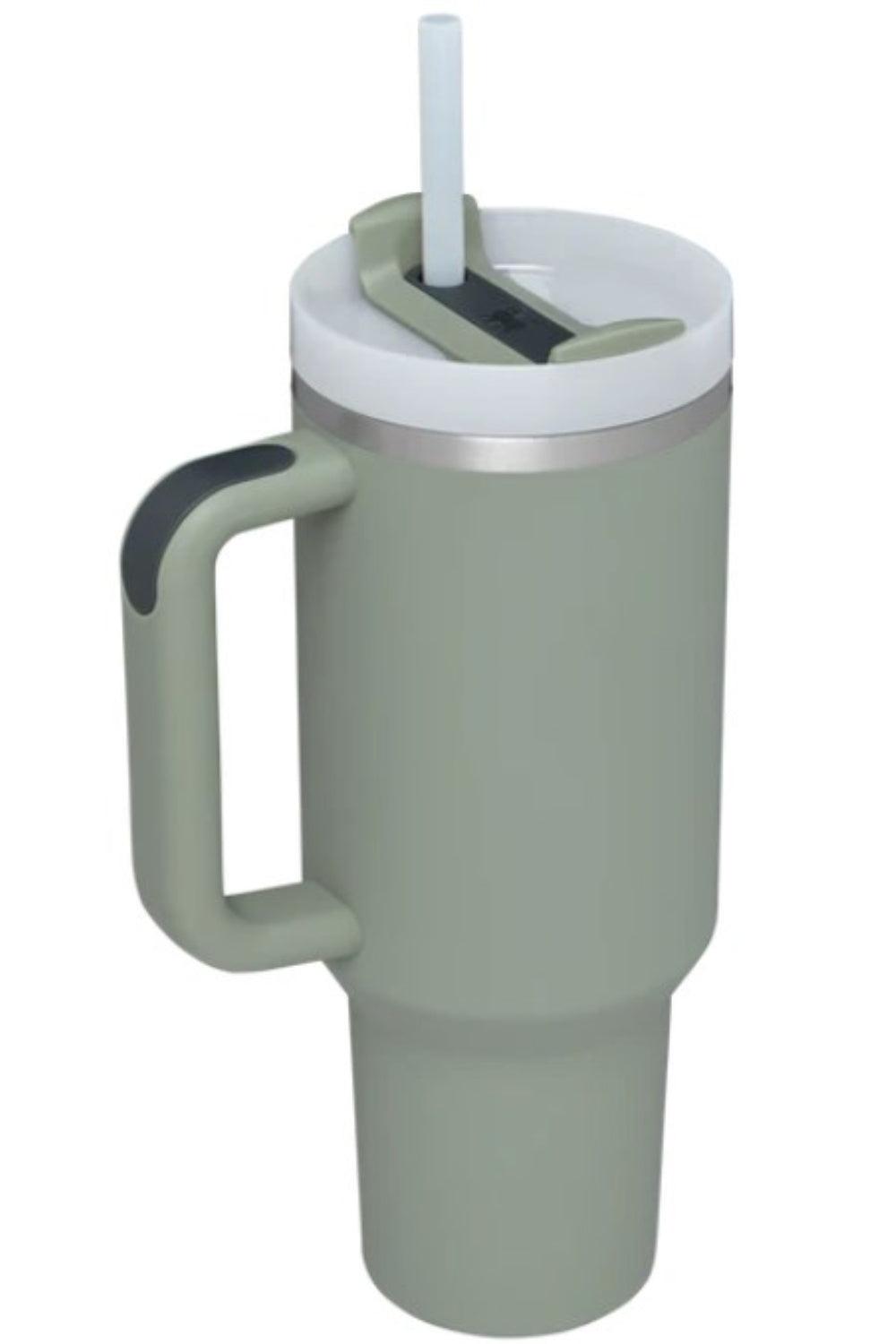 Stainless Steel Tumbler with Upgraded Handle and Straw - Clothes For Her Online Store