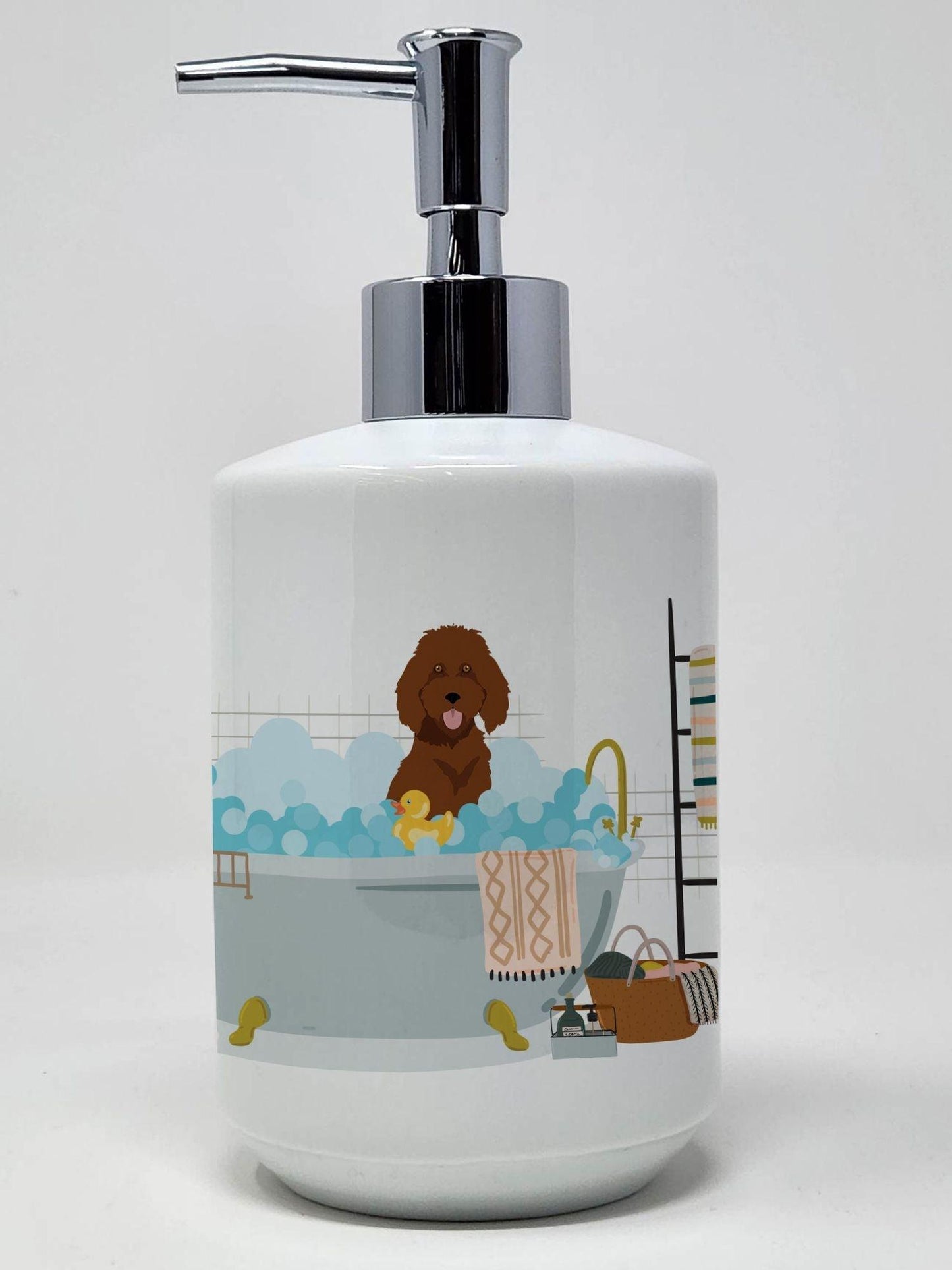 Standard Red Poodle Ceramic Soap Dispenser Hand Soap Dispenser Pump Bottles for Bathroom Kitchen, Empty Refillable Liquid Soap Container - Clothes For Her Online Store