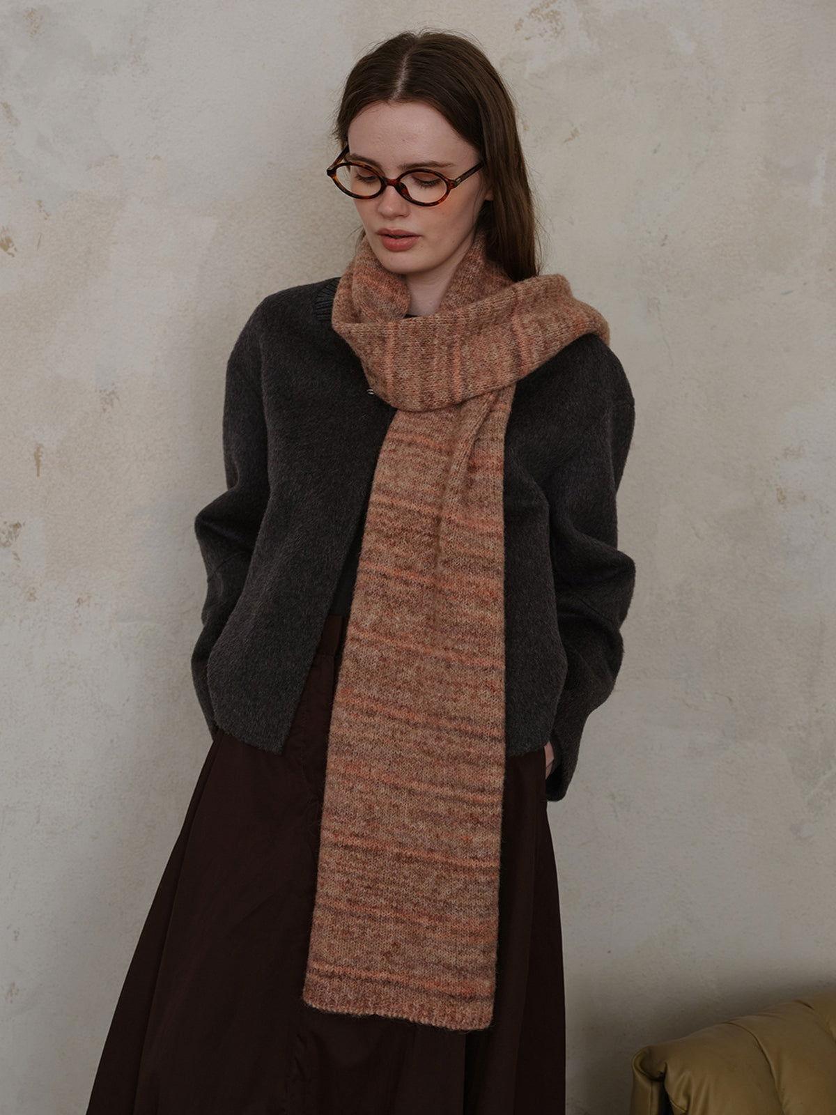 Striped Detail Knit Scarf - Clothes For Her Online Store