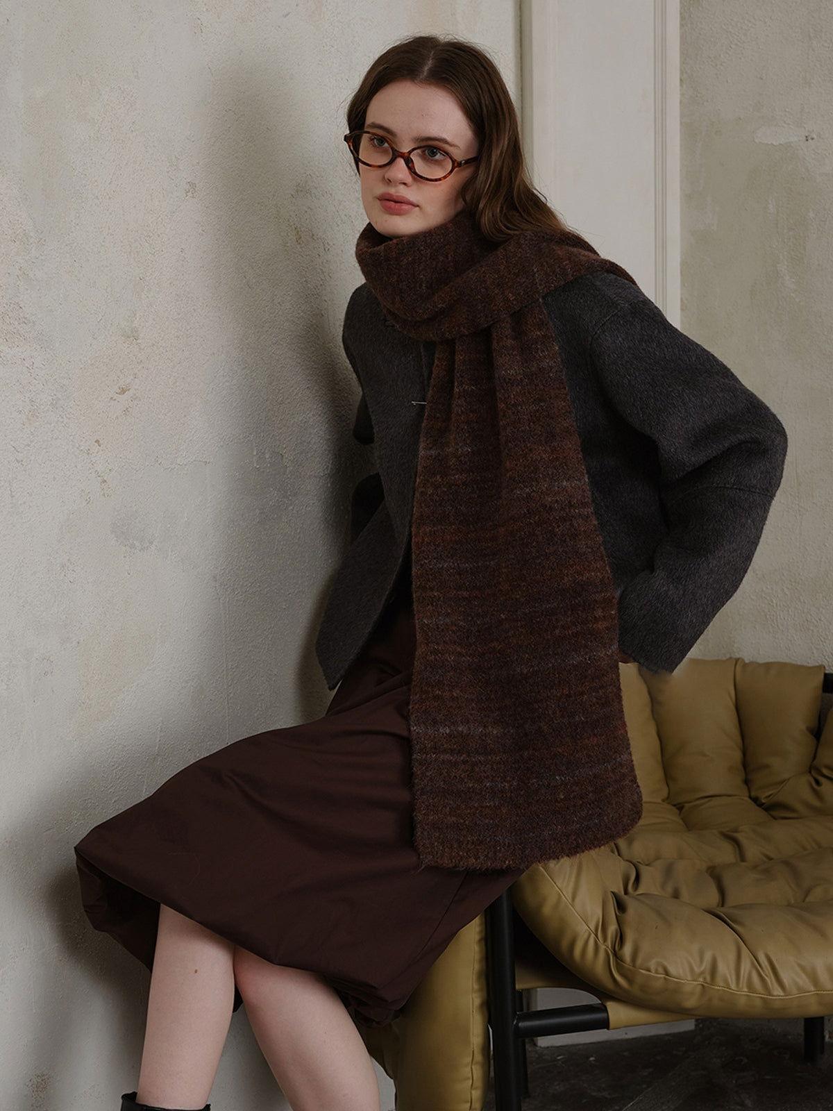 Striped Detail Knit Scarf - Clothes For Her Online Store