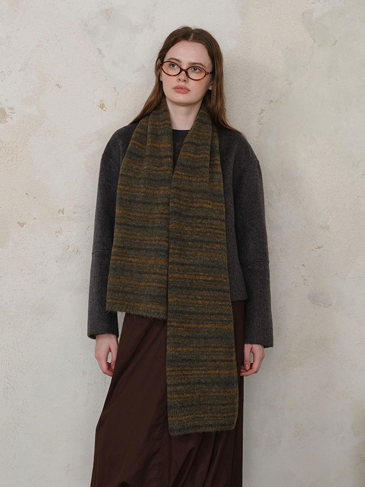 Striped Detail Knit Scarf - Clothes For Her Online Store