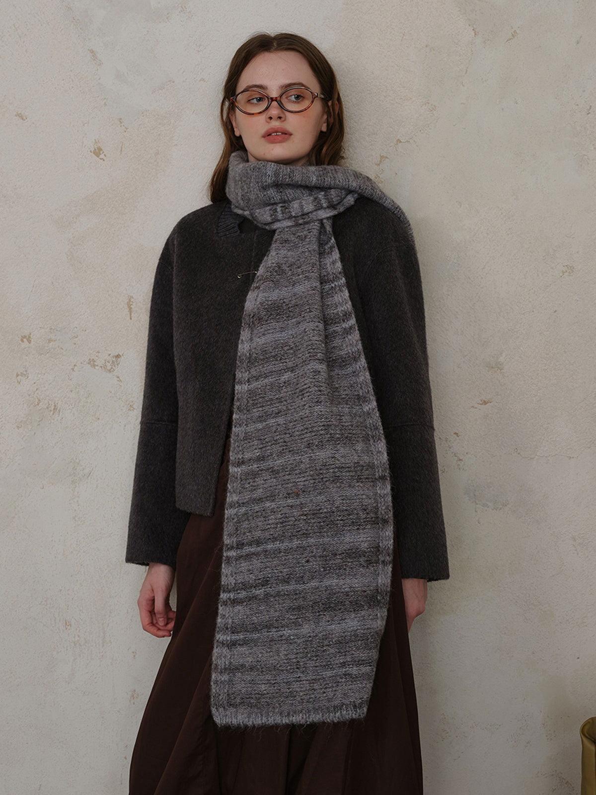 Striped Detail Knit Scarf - Clothes For Her Online Store