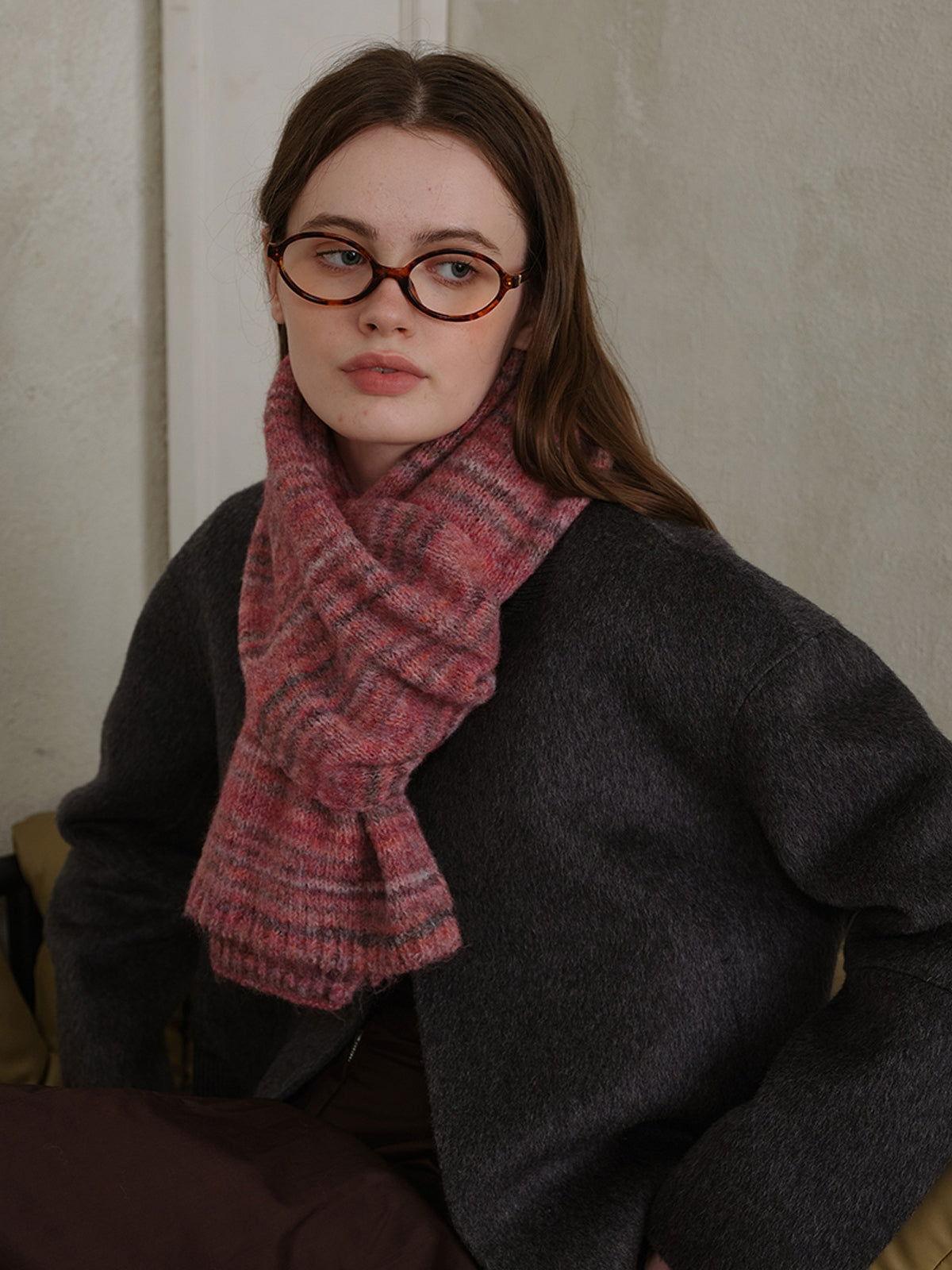 Striped Detail Knit Scarf - Clothes For Her Online Store