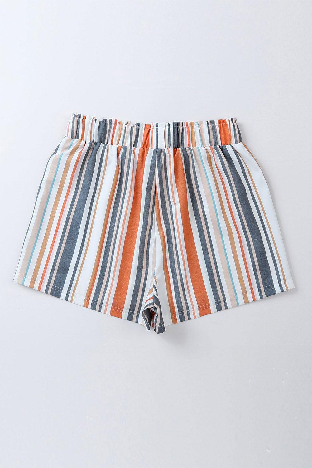 Striped Elastic Waist Shorts - Clothes For Her Online Store