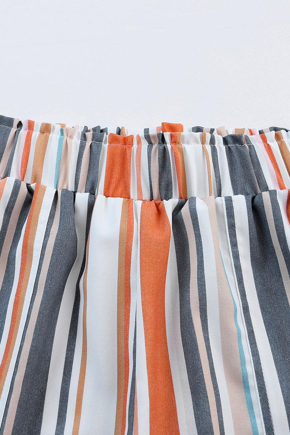 Striped Elastic Waist Shorts - Clothes For Her Online Store