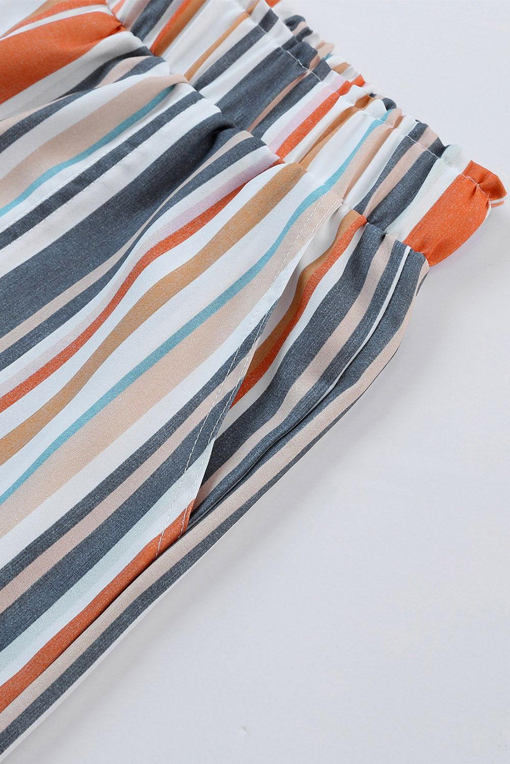 Striped Elastic Waist Shorts - Clothes For Her Online Store