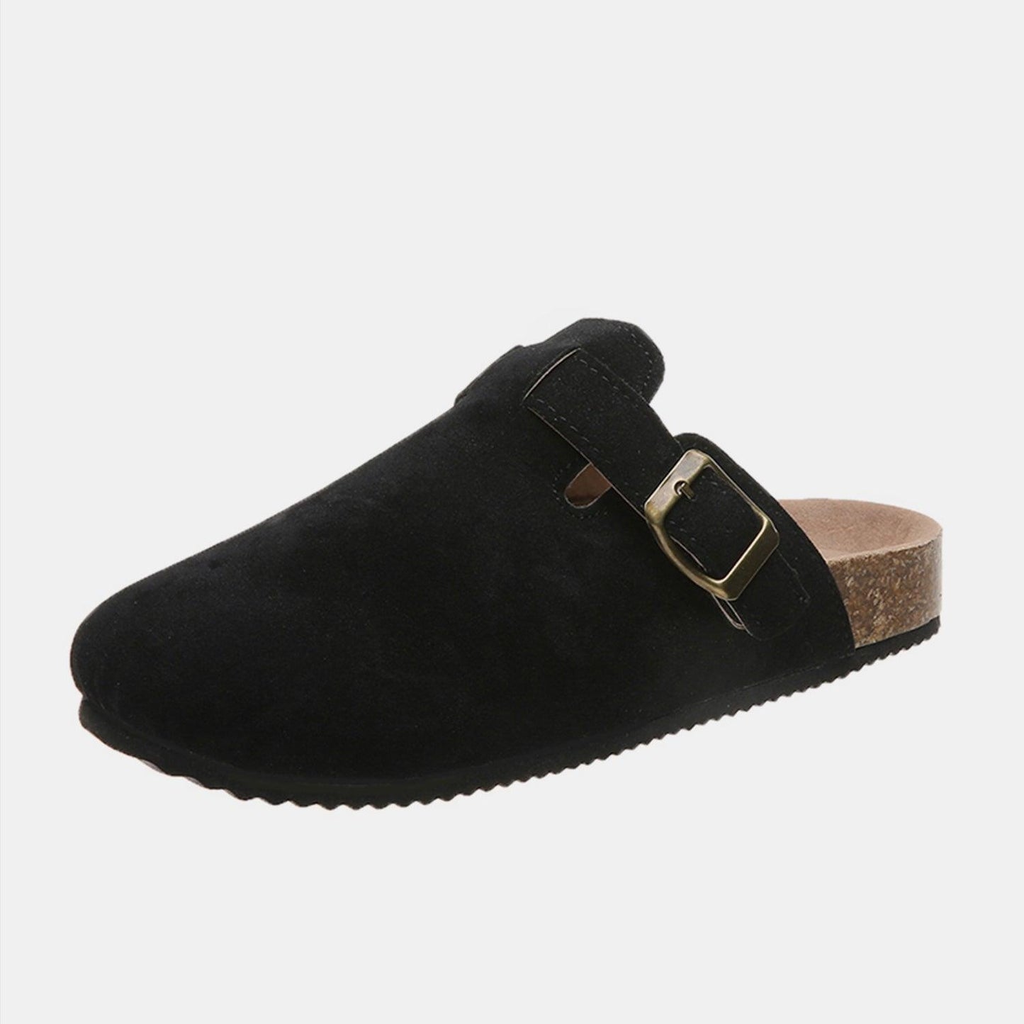 Suede Closed Toe Buckle Slide - Clothes For Her Online Store