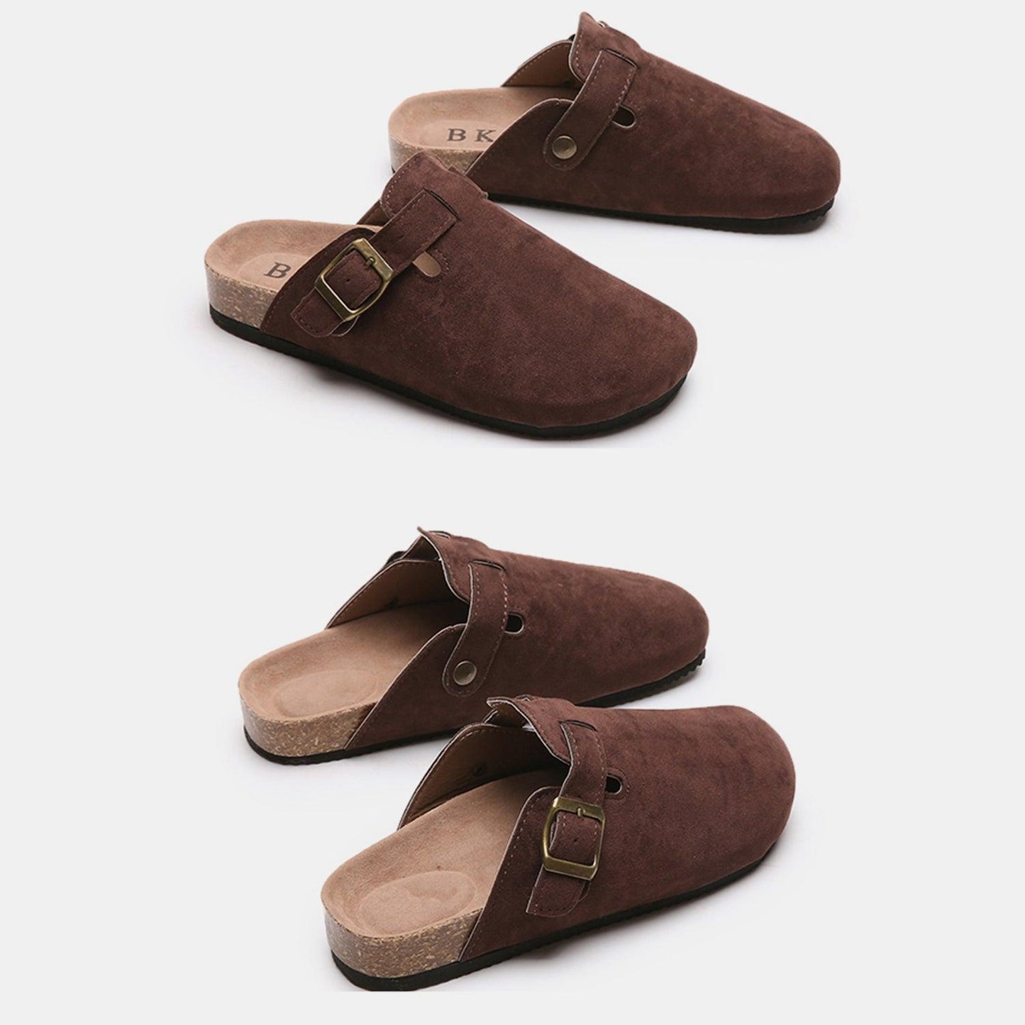 Suede Closed Toe Buckle Slide - Clothes For Her Online Store