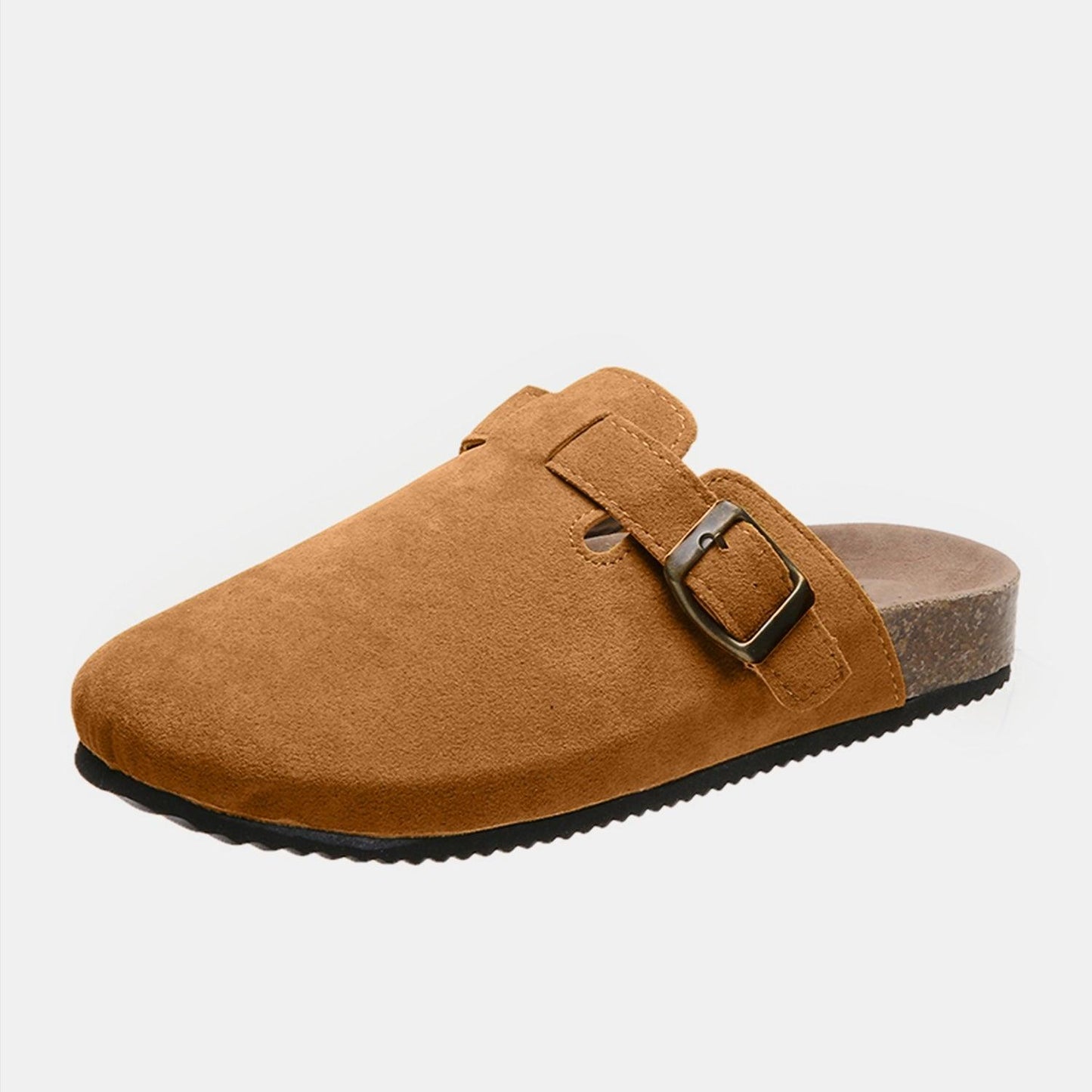 Suede Closed Toe Buckle Slide - Clothes For Her Online Store