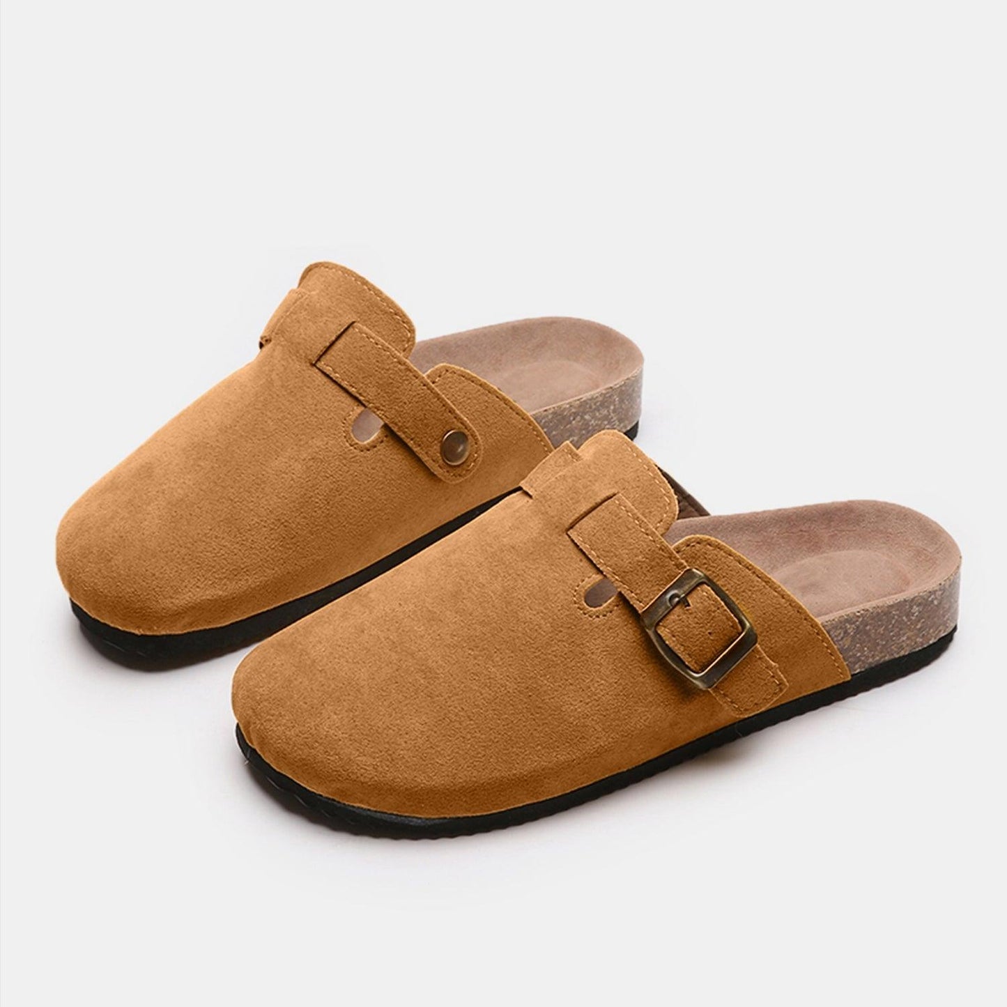 Suede Closed Toe Buckle Slide - Clothes For Her Online Store