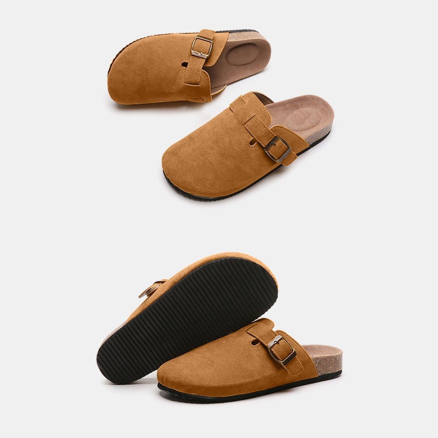 Suede Closed Toe Buckle Slide - Clothes For Her Online Store