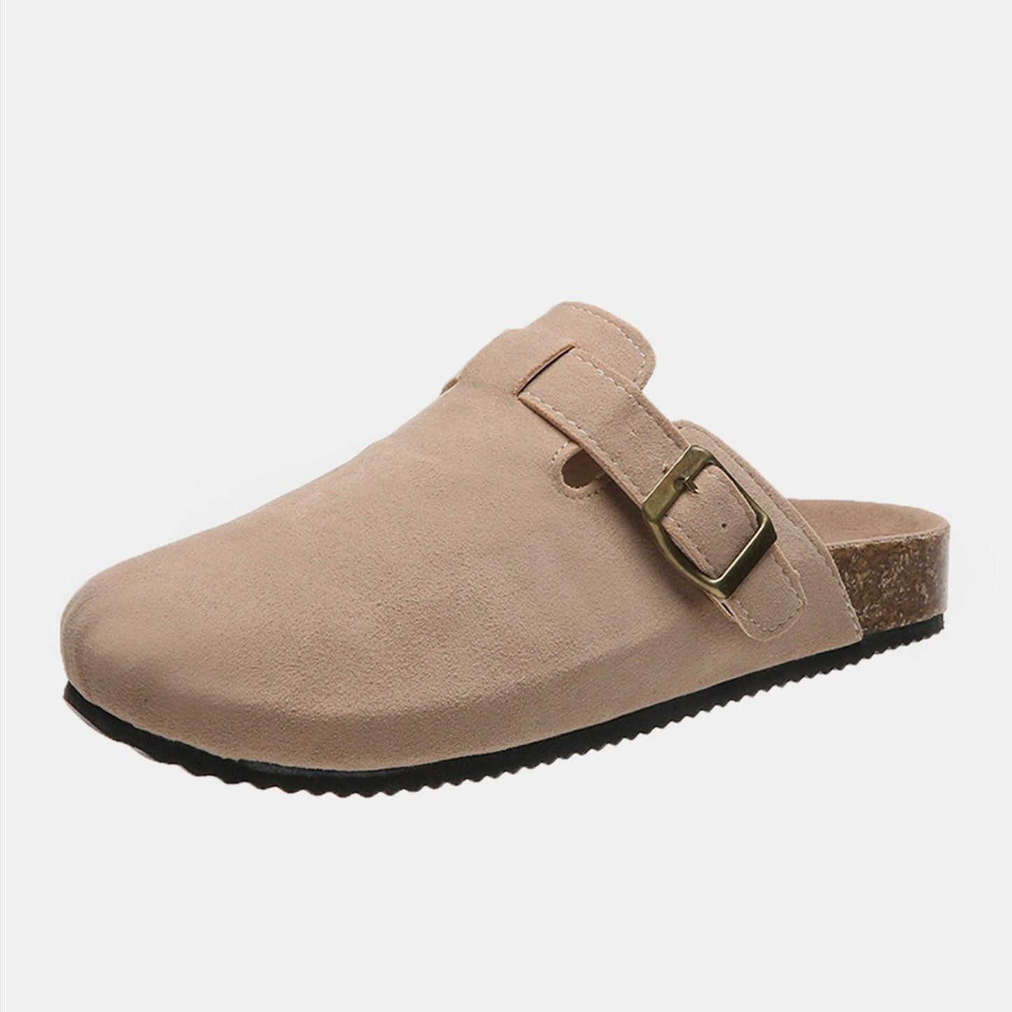 Suede Closed Toe Buckle Slide - Clothes For Her Online Store
