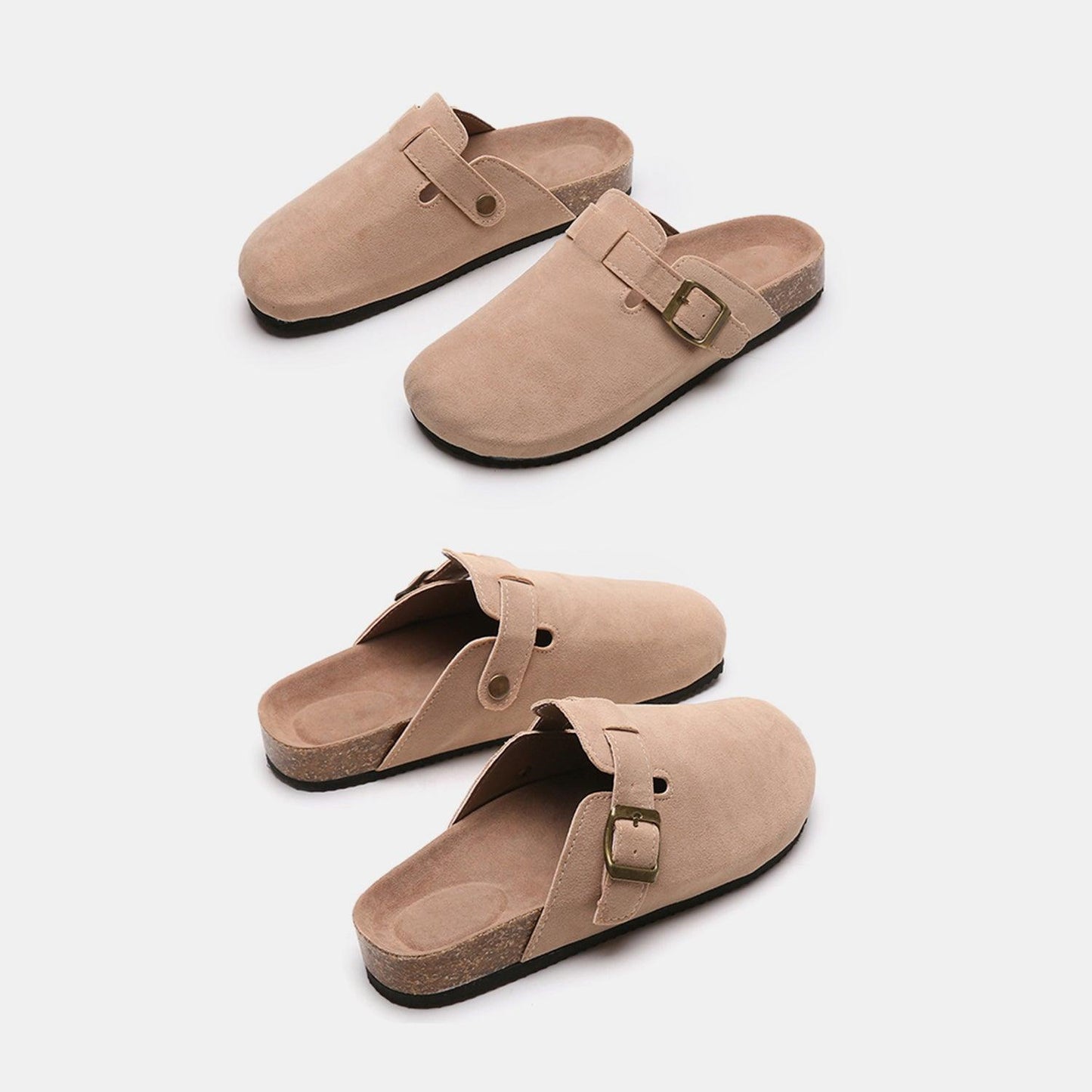 Suede Closed Toe Buckle Slide - Clothes For Her Online Store