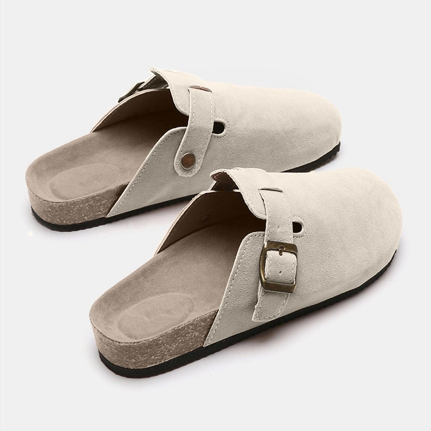 Suede Closed Toe Buckle Slide - Clothes For Her Online Store