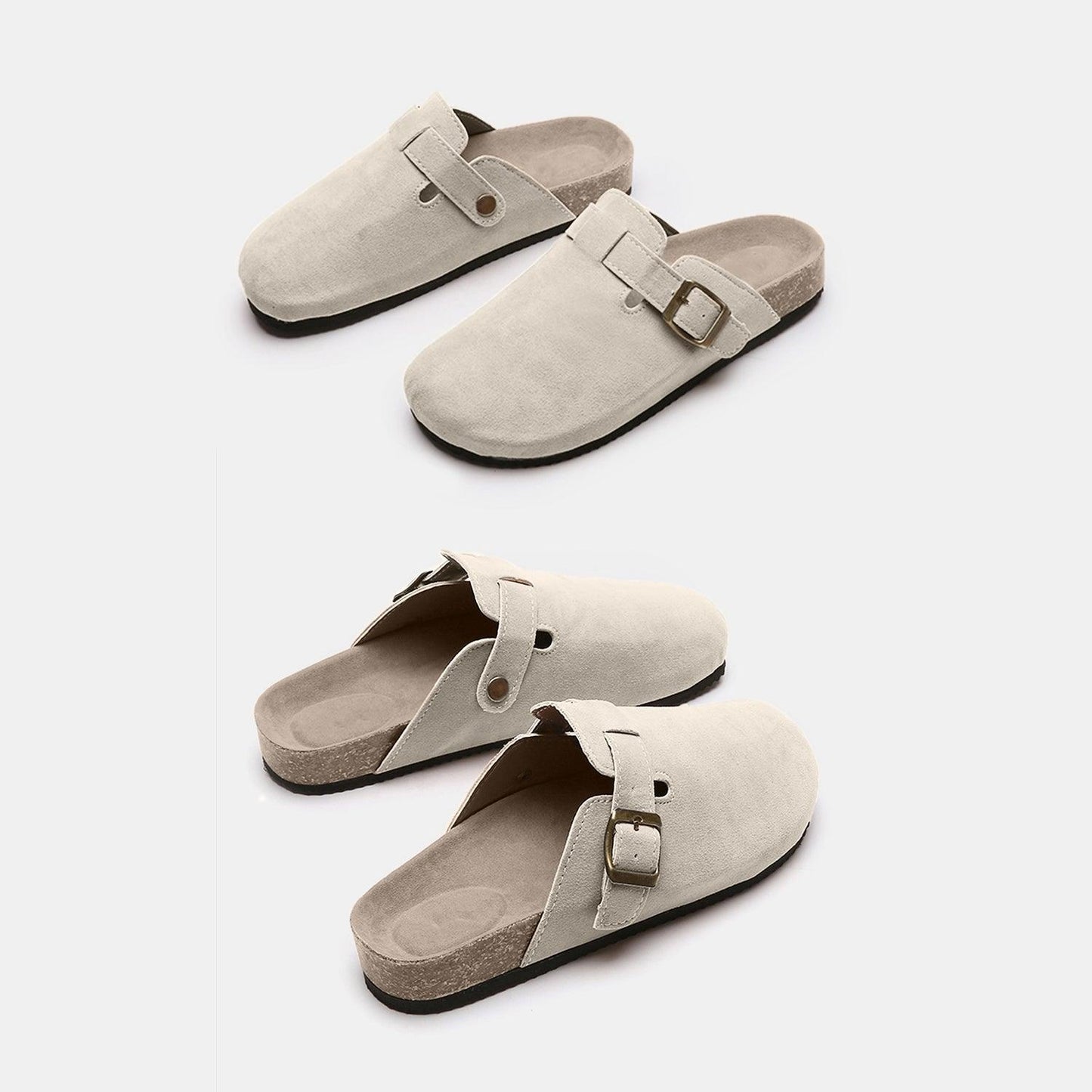 Suede Closed Toe Buckle Slide - Clothes For Her Online Store