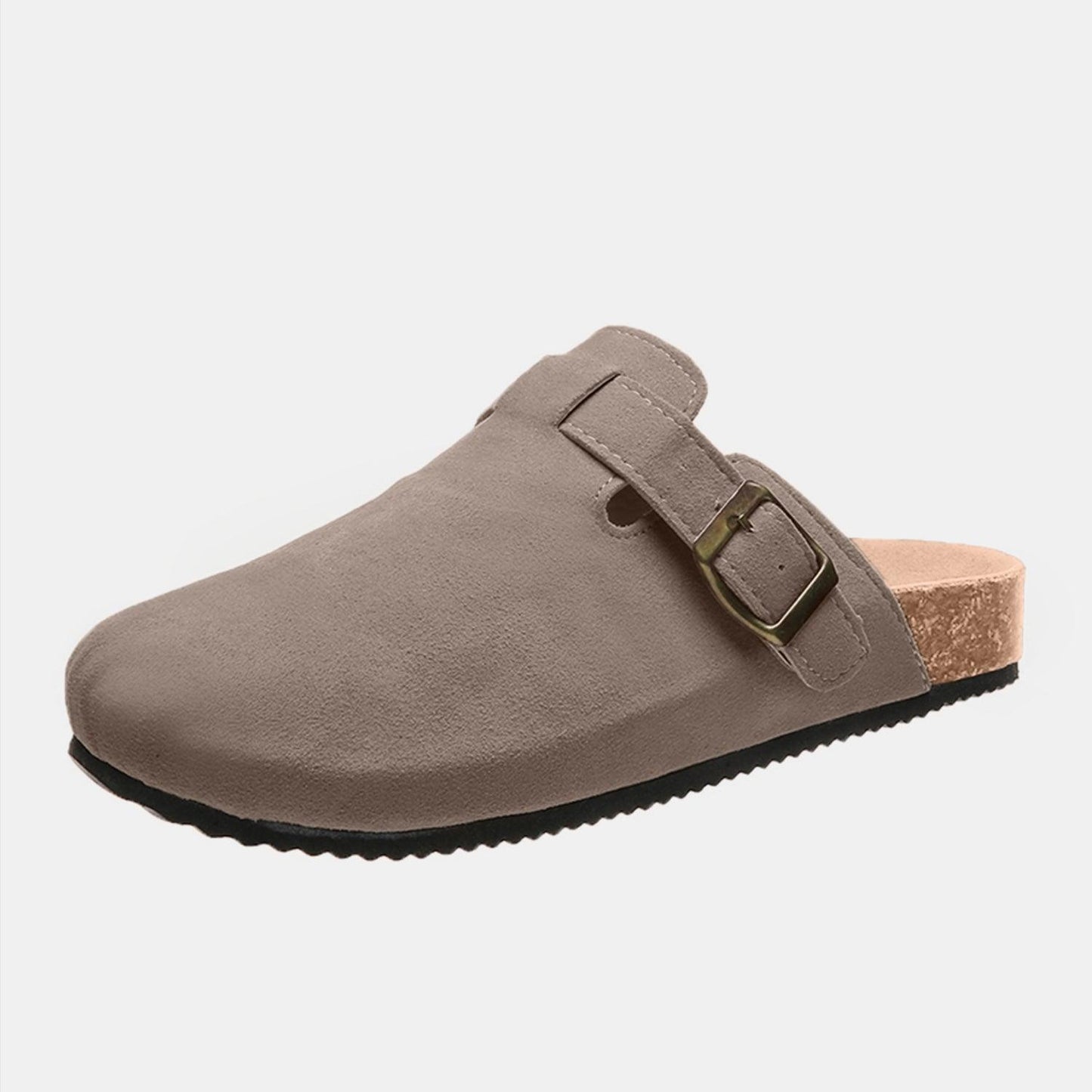 Suede Closed Toe Buckle Slide - Clothes For Her Online Store