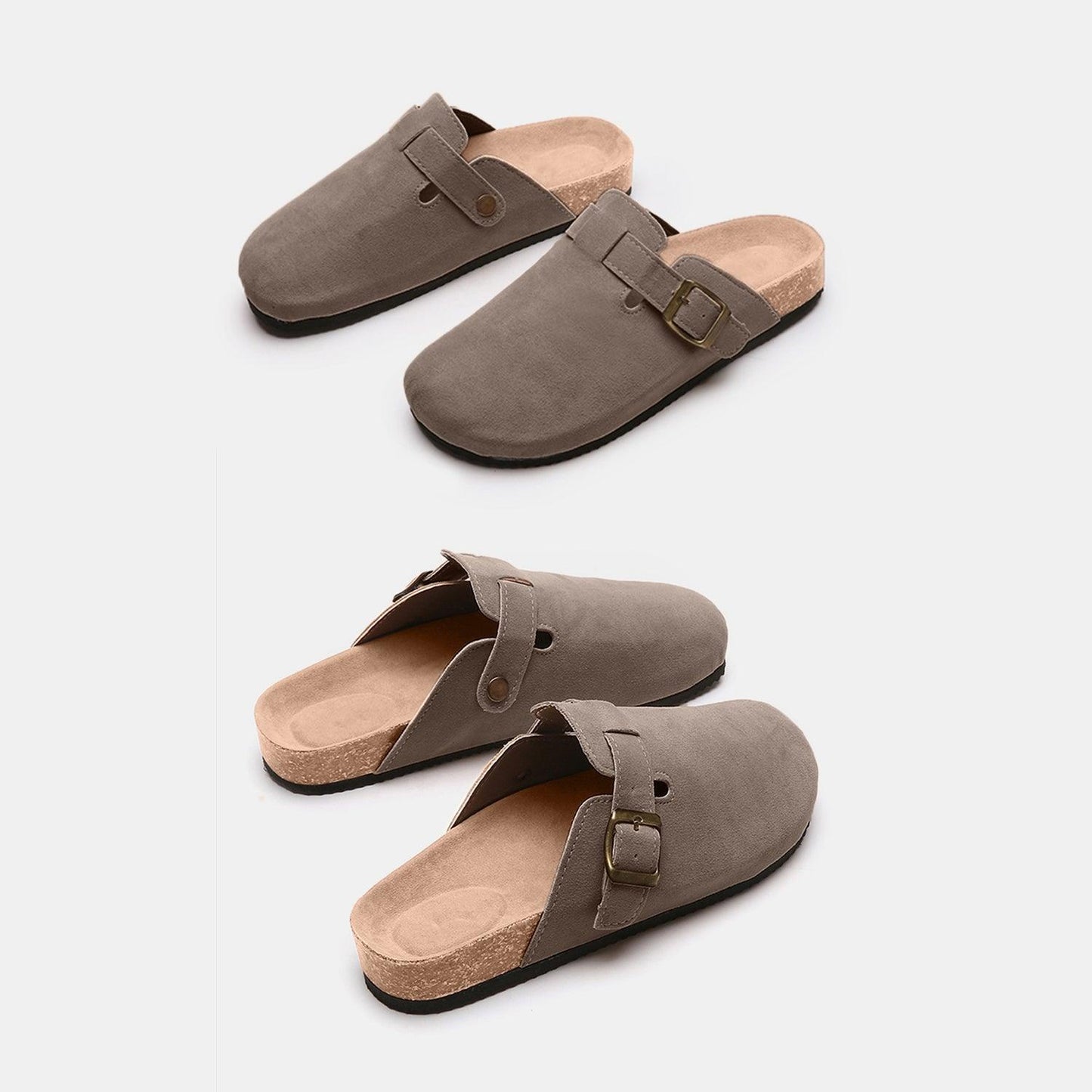 Suede Closed Toe Buckle Slide - Clothes For Her Online Store