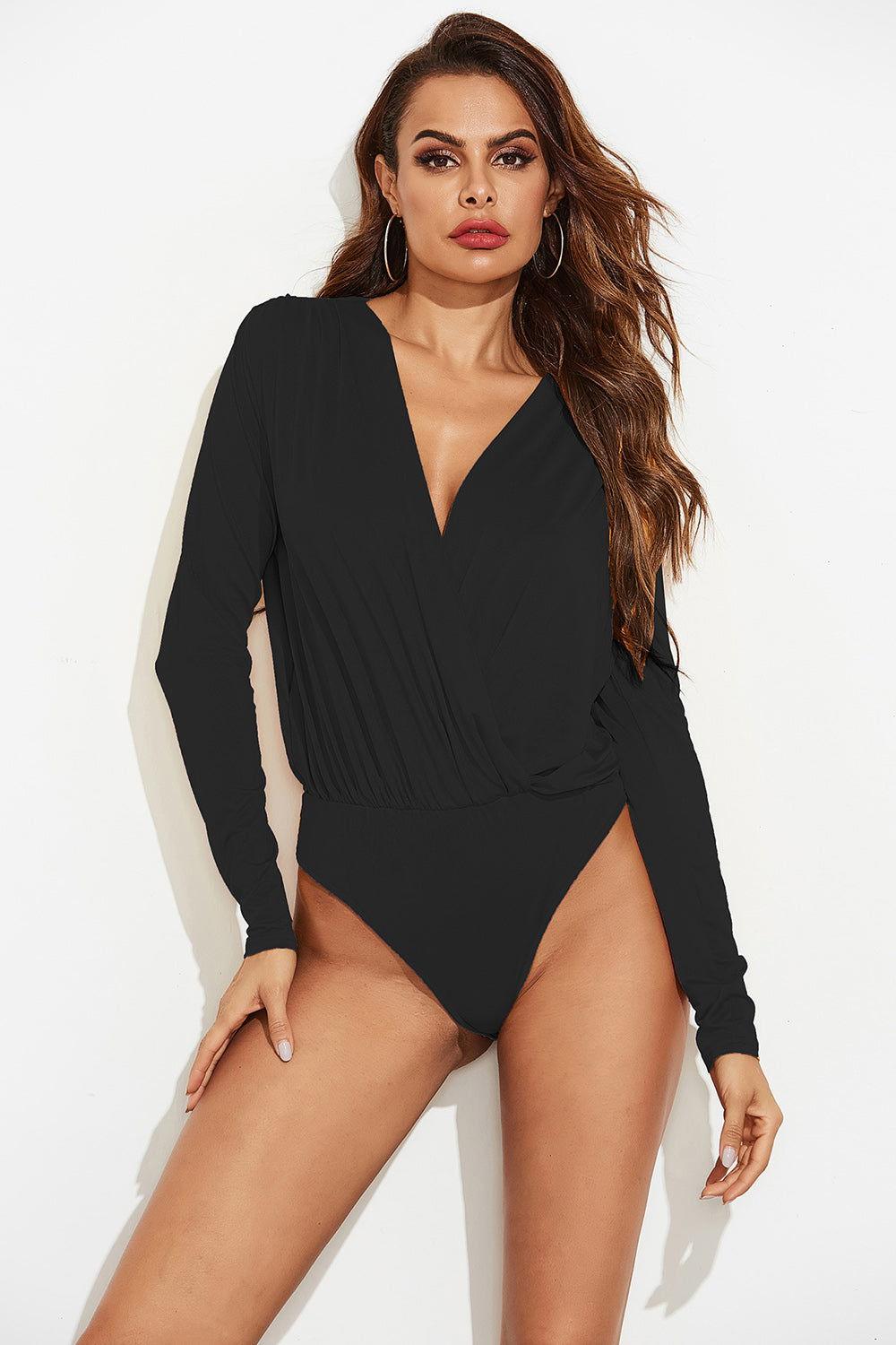 Surplice Long Sleeve Bodysuit - Clothes For Her Online Store