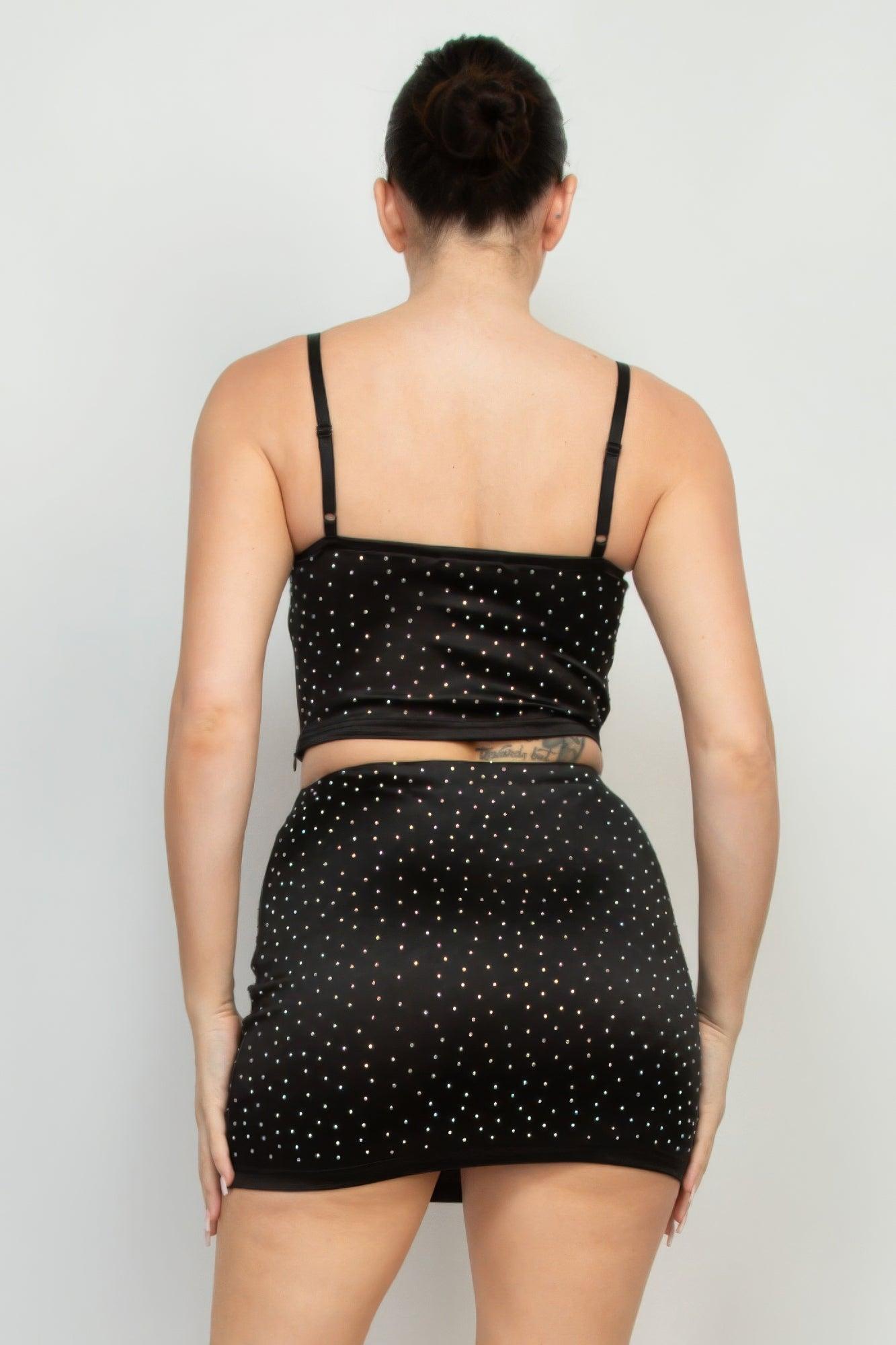 Sweetheart Bustier Rhinestones Crop Top - Clothes For Her Online Store