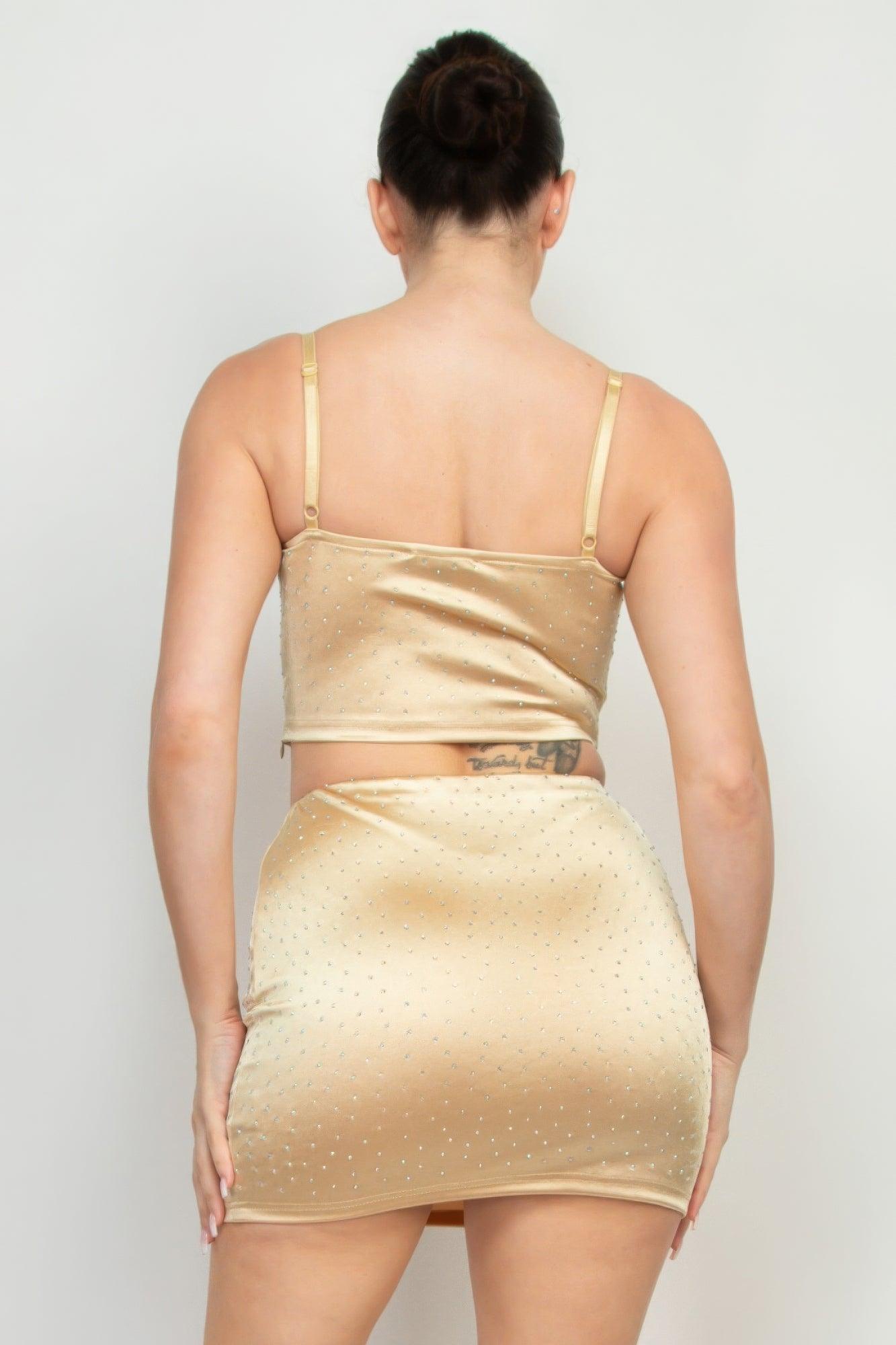 Sweetheart Bustier Rhinestones Crop Top - Clothes For Her Online Store