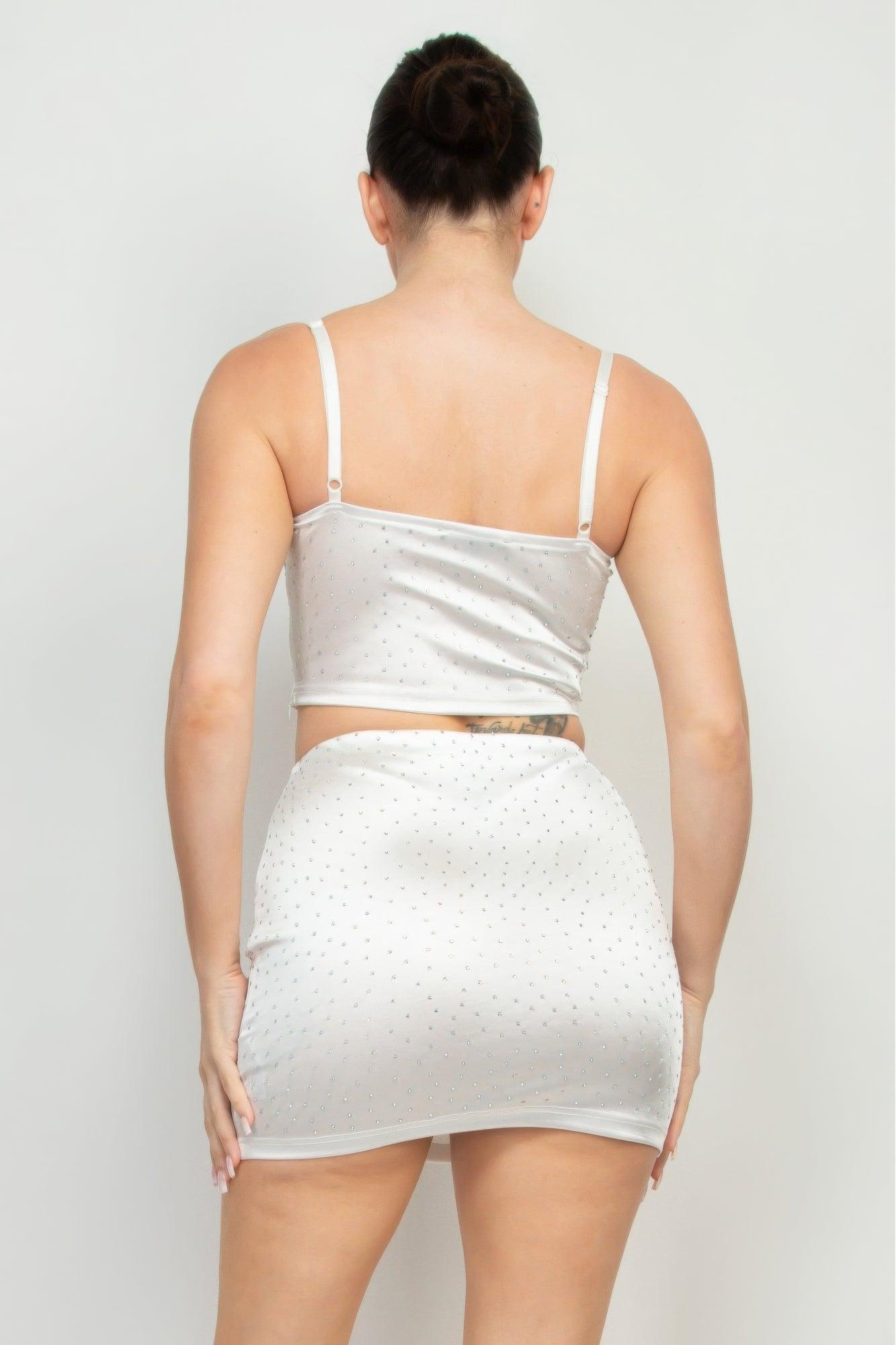 Sweetheart Bustier Rhinestones Crop Top - Clothes For Her Online Store