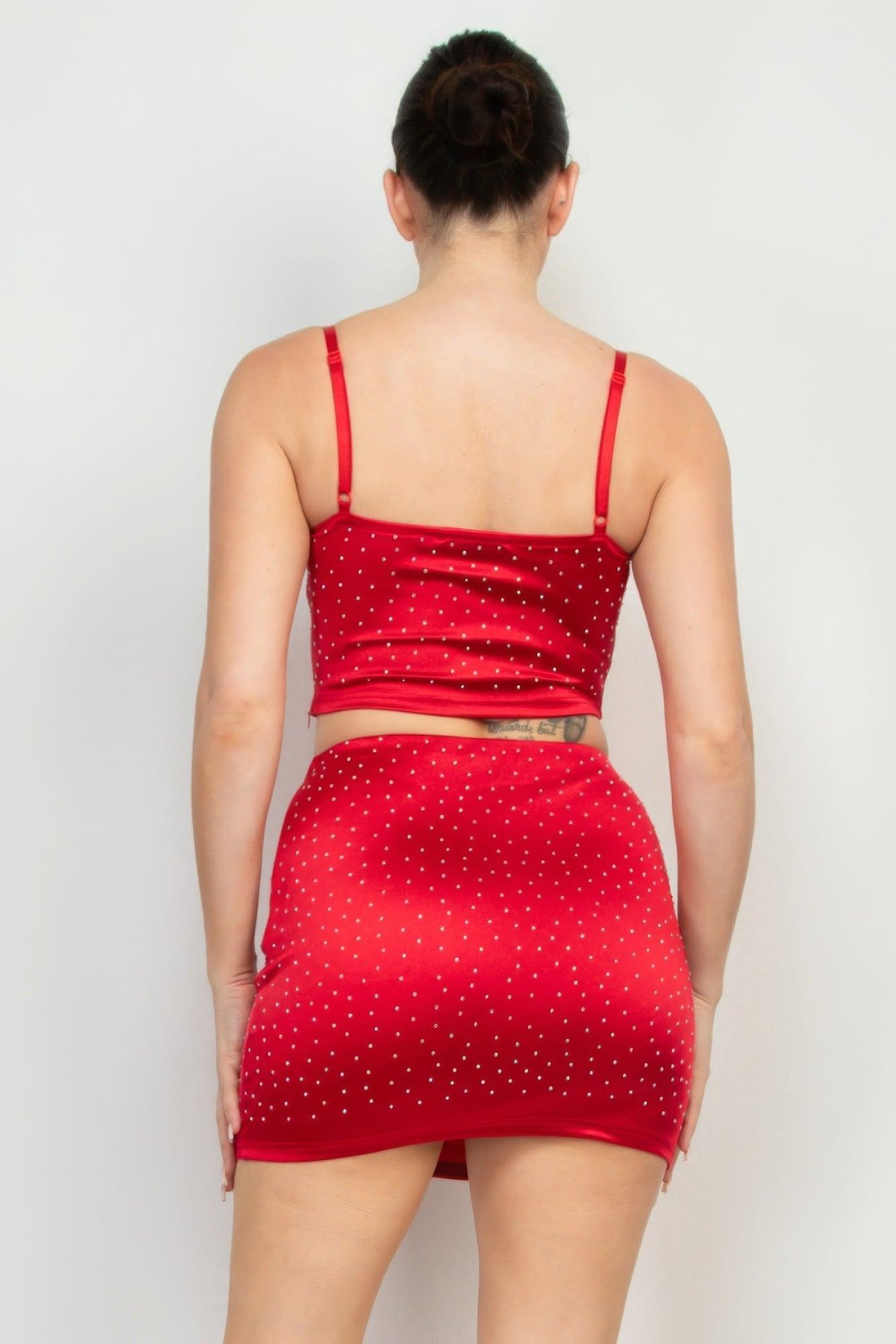 Sweetheart Bustier Rhinestones Crop Top - Clothes For Her Online Store