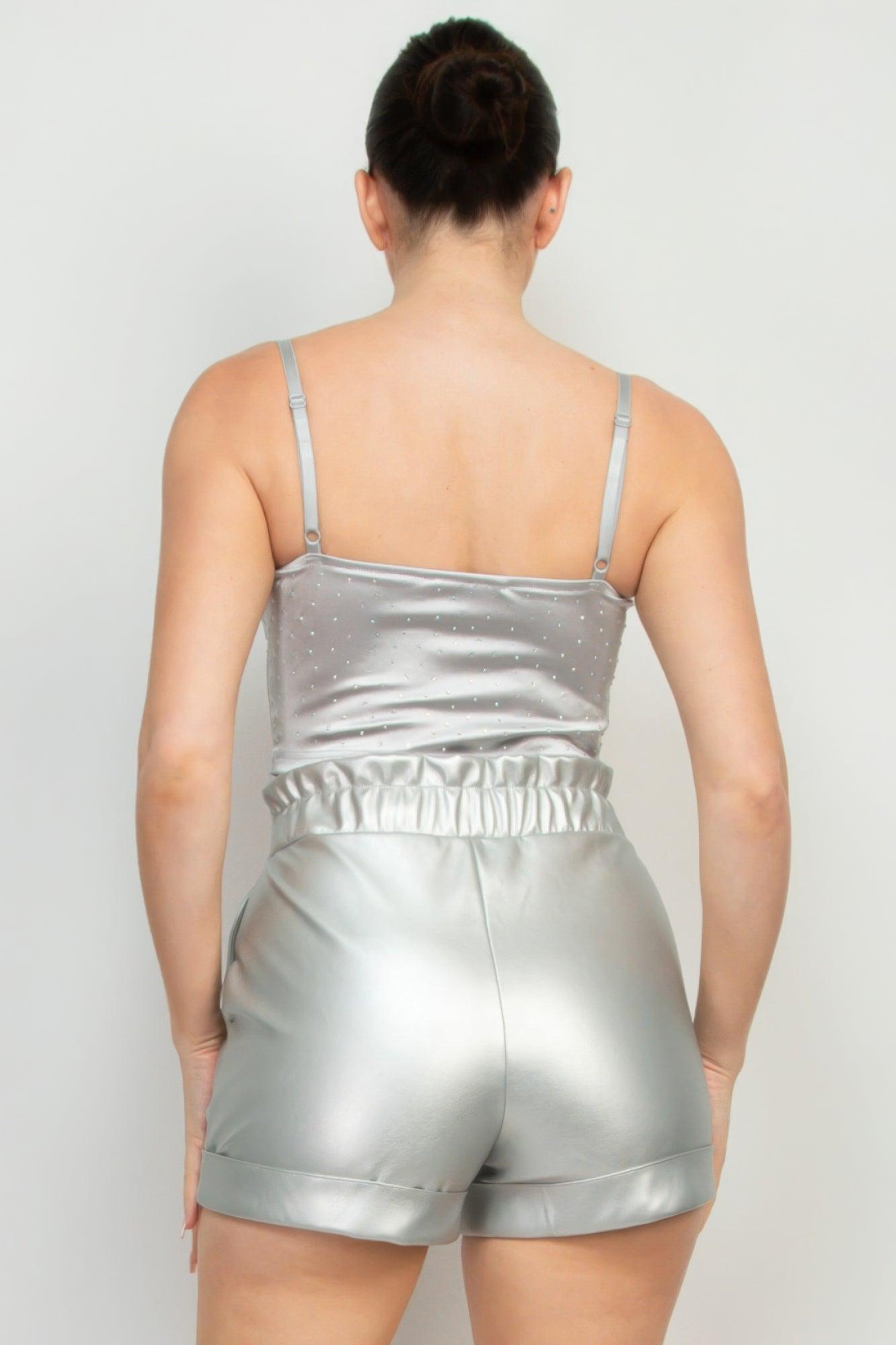 Sweetheart Bustier Rhinestones Crop Top - Clothes For Her Online Store