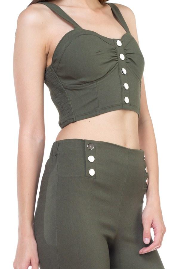 Sweetheart Button Down Crop Top - Clothes For Her Online Store