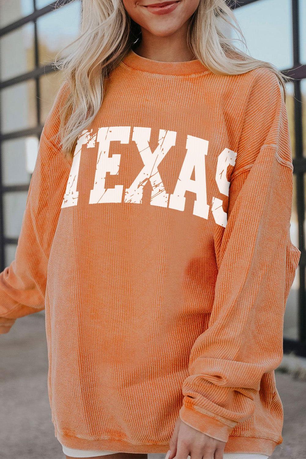 TEXAS Round Neck Long Sleeve Sweatshirt - Clothes For Her Online Store