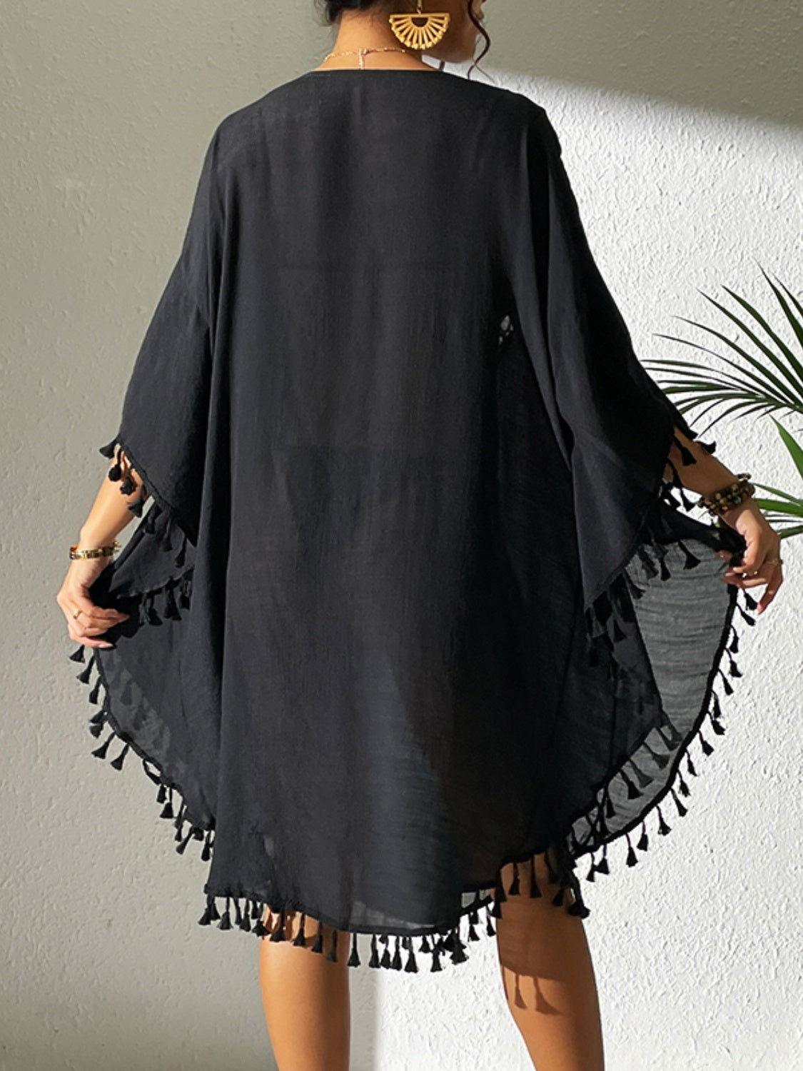 Tassel Cutout Scoop Neck Cover-Up Dress - Clothes For Her Online Store