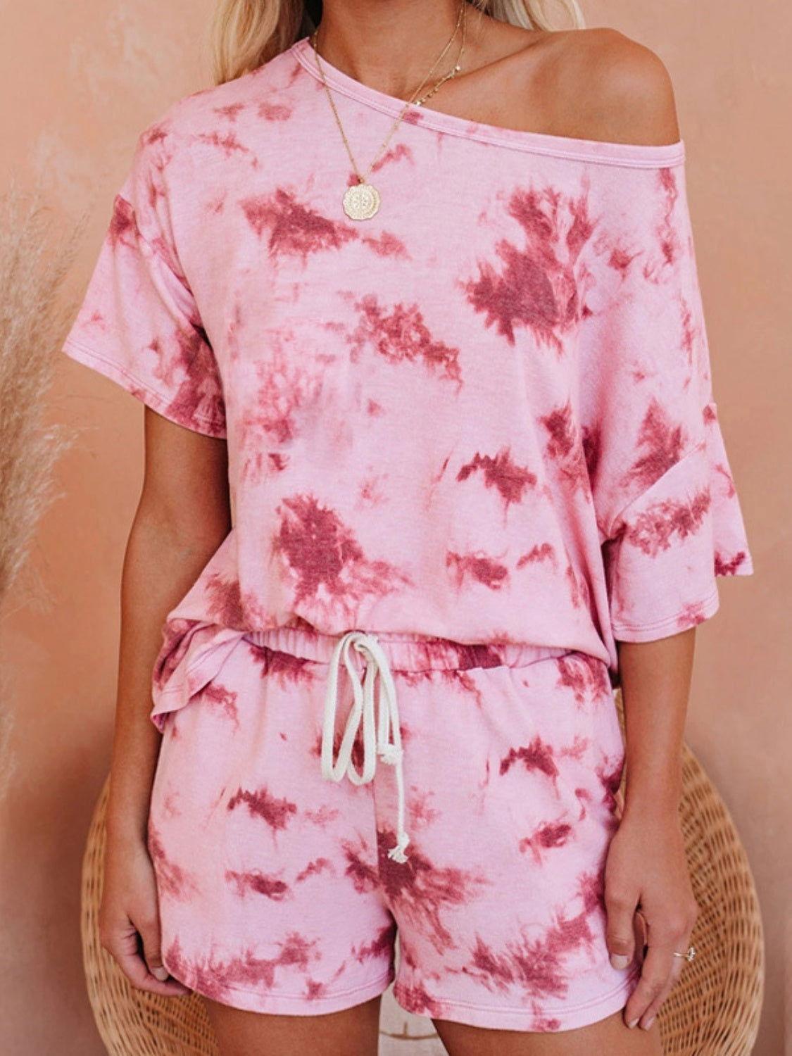 Tie-Dye Half Sleeve Top and Shorts Set - Clothes For Her Online Store