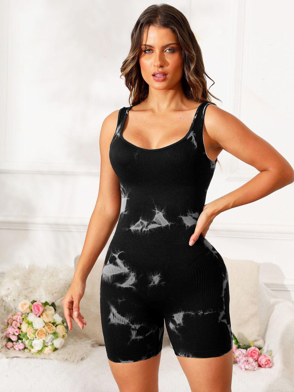 Tie-Dye Wide Strap Active Romper - Clothes For Her Online Store