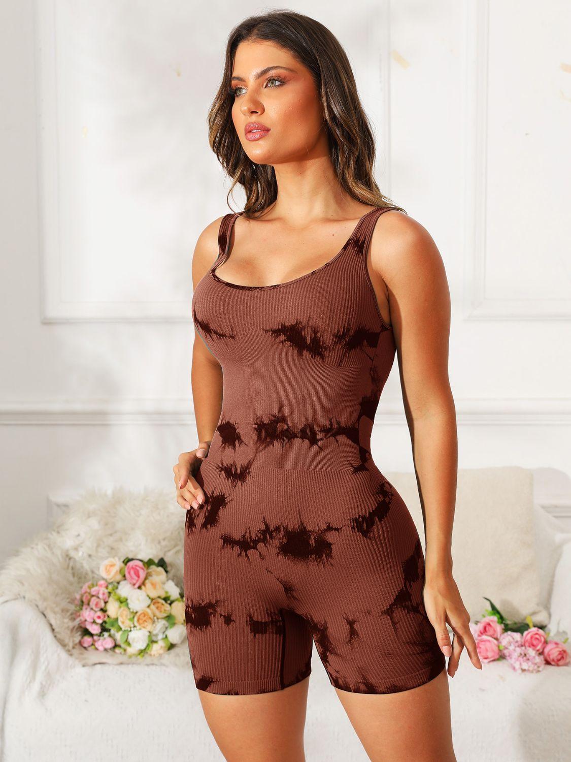 Tie-Dye Wide Strap Active Romper - Clothes For Her Online Store