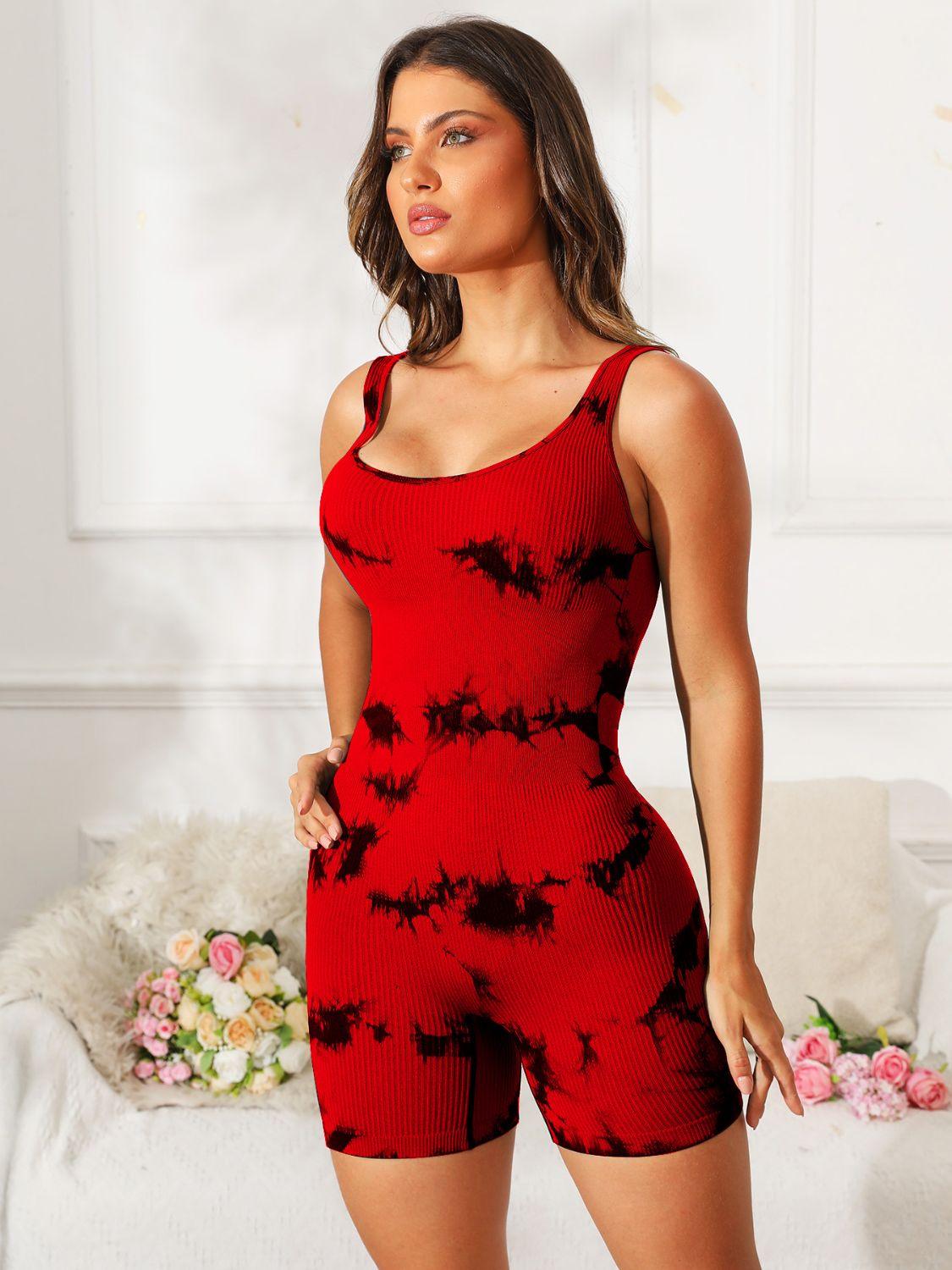 Tie-Dye Wide Strap Active Romper - Clothes For Her Online Store