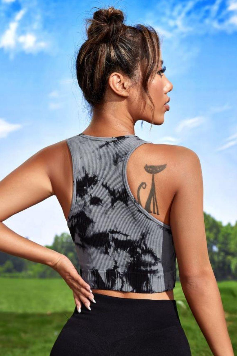 Tie-dye Cropped Round Neck Tank Top - Clothes For Her Online Store