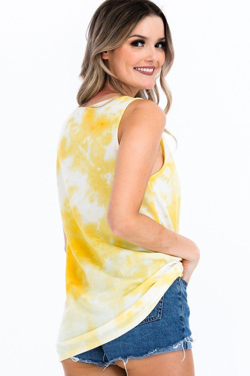 Tie-dye Knit Top Featured In A Scoop Neckline And Sleeveless - Clothes For Her Online Store