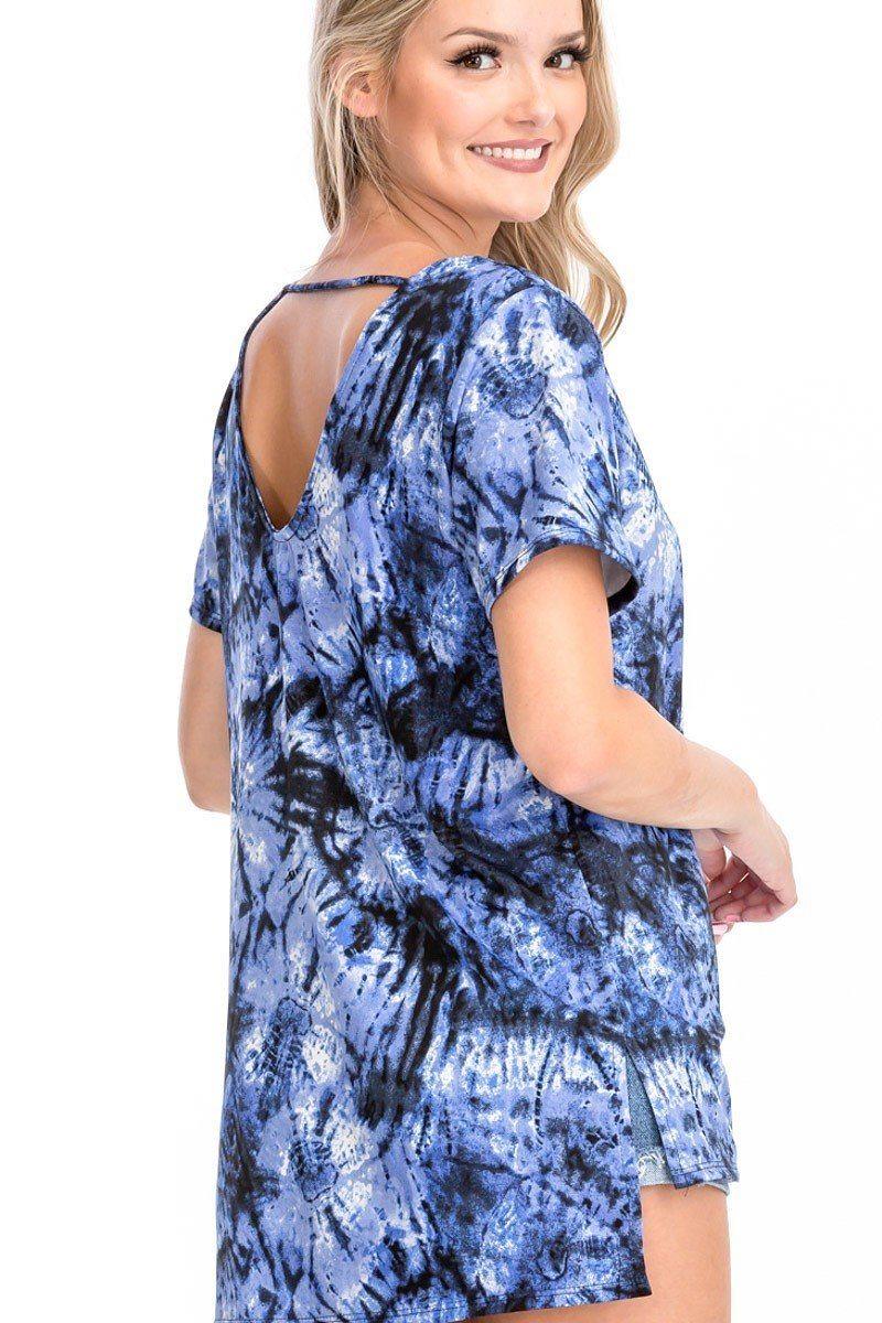 Tie Dye Print Short Sleeve Top - Clothes For Her Online Store