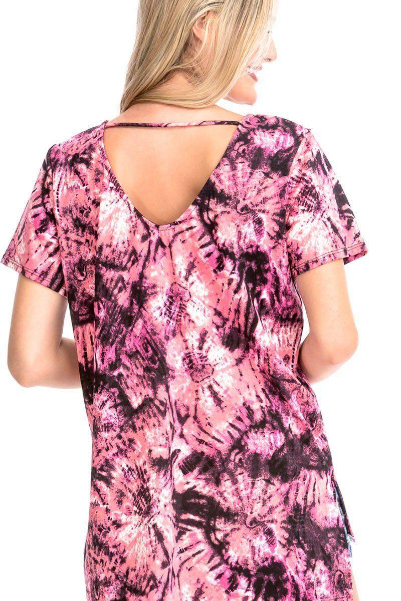 Tie Dye Print Short Sleeve Top - Clothes For Her Online Store