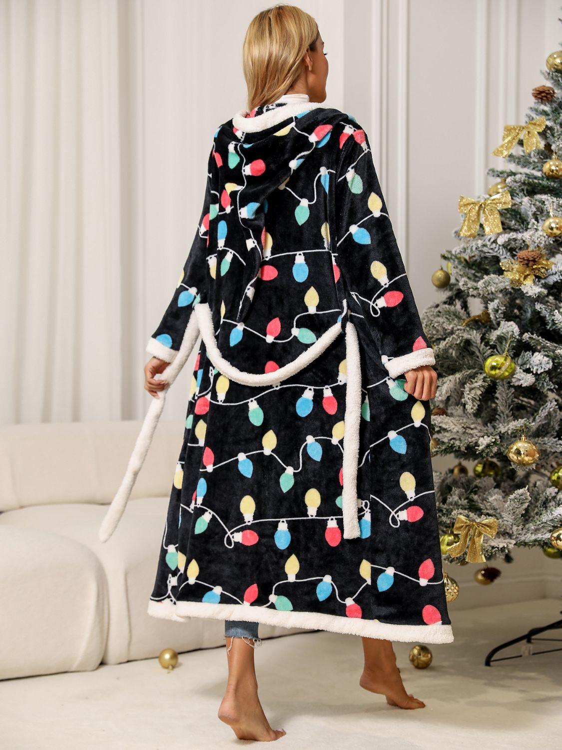 Tie Waist Hooded Robe - Clothes For Her Online Store