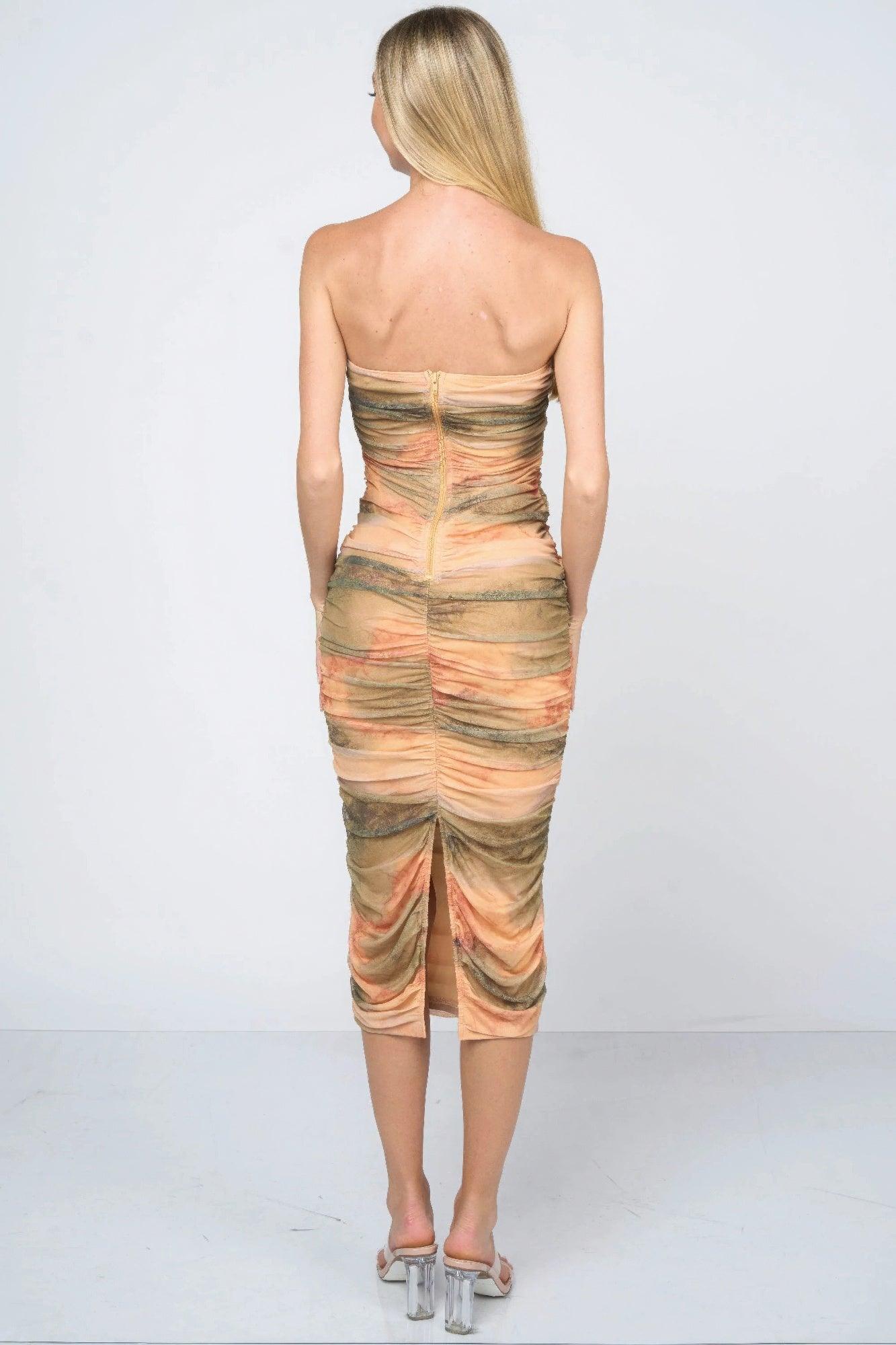 Tie dey printed mesh mini dress - Clothes For Her Online Store