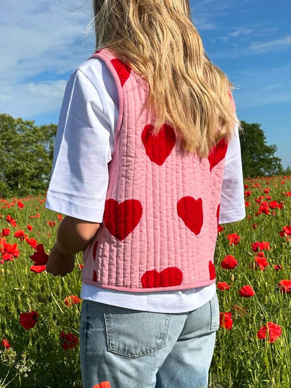 Tied Heart Vest with Pockets - Clothes For Her Online Store