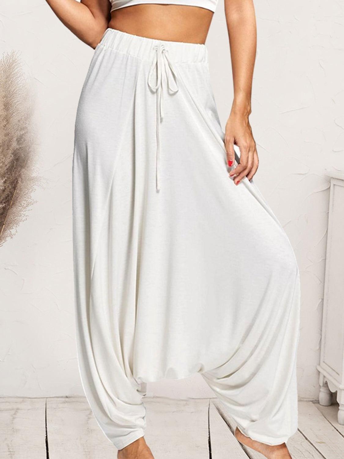 Tied Mid Waist Long Harem Pants - Clothes For Her Online Store