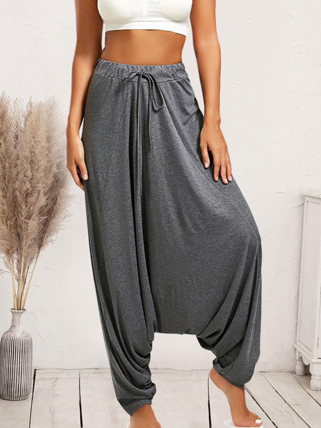 Tied Mid Waist Long Harem Pants - Clothes For Her Online Store