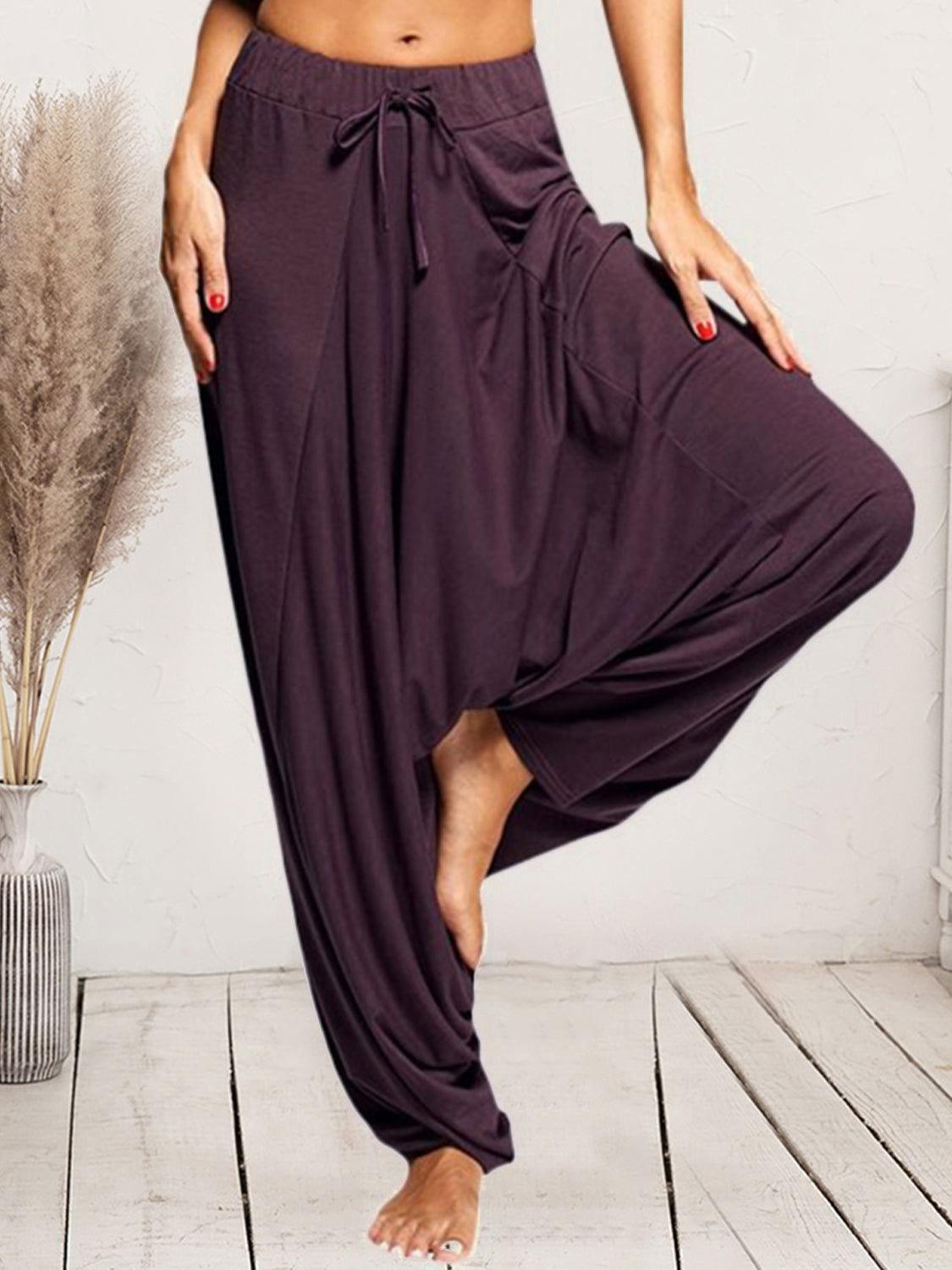 Tied Mid Waist Long Harem Pants - Clothes For Her Online Store