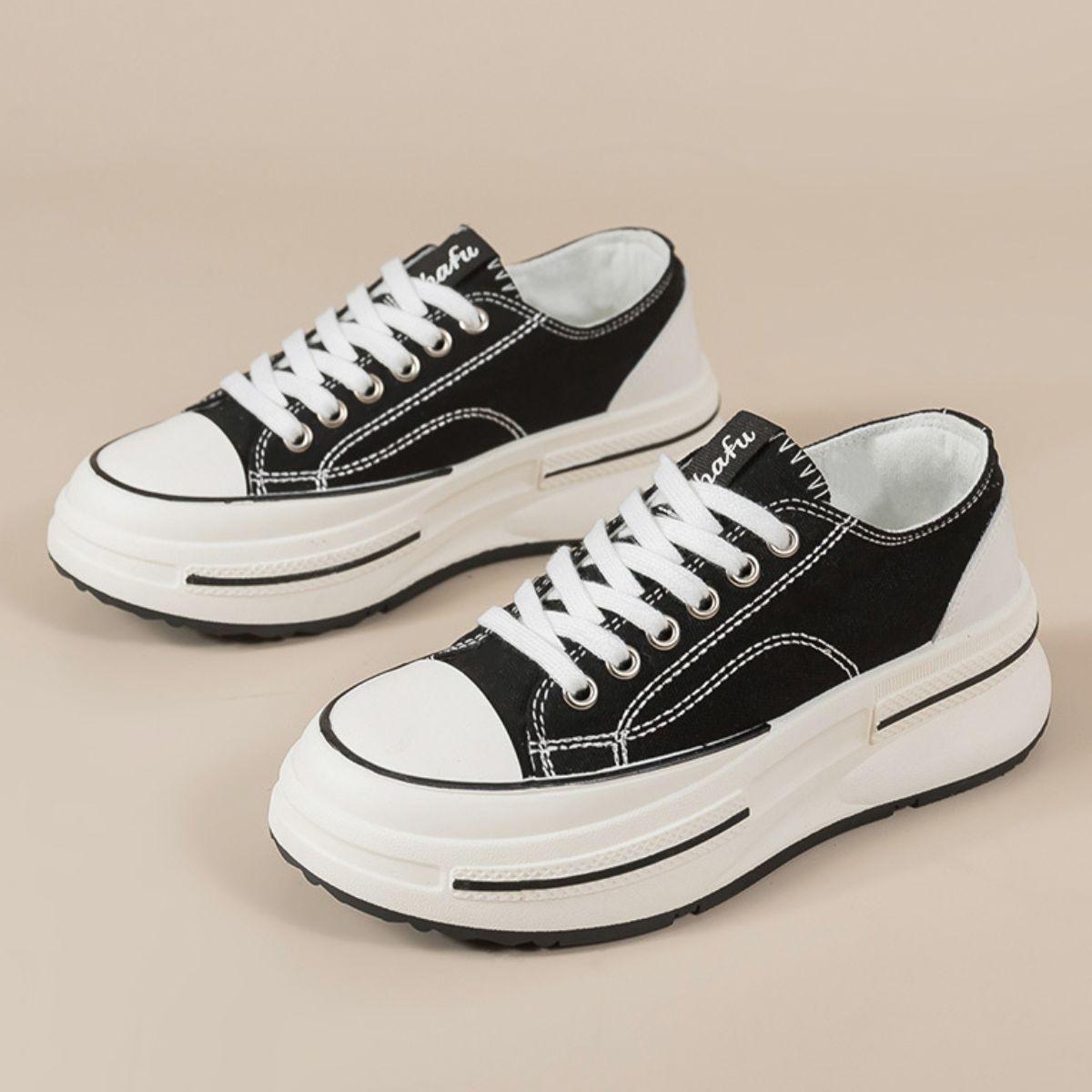 Tied Round Toe Platform Sneakers - Clothes For Her Online Store