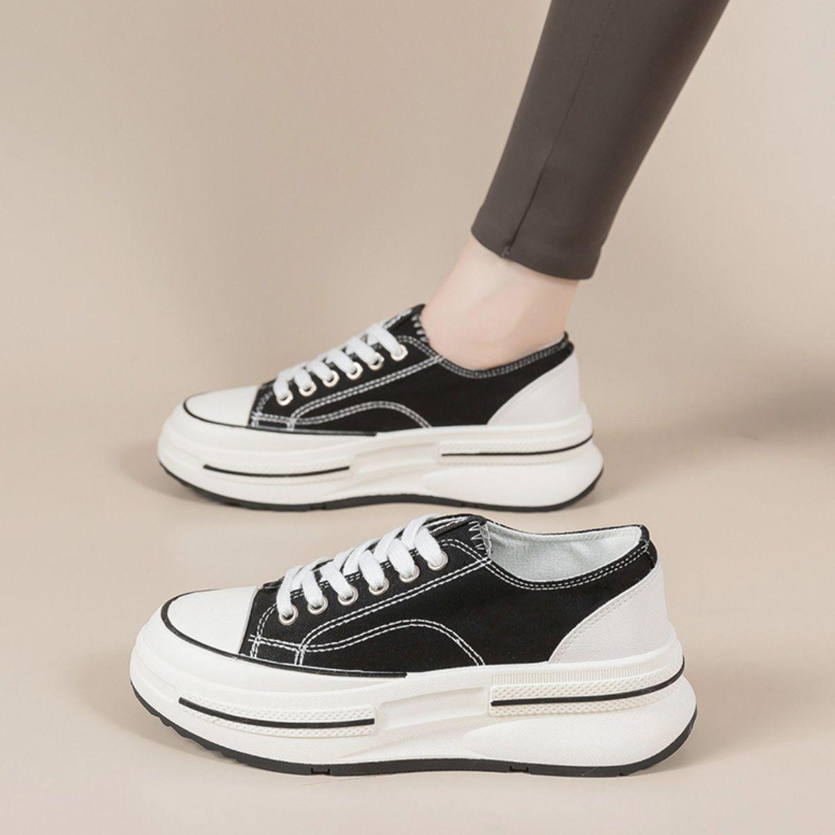 Tied Round Toe Platform Sneakers - Clothes For Her Online Store