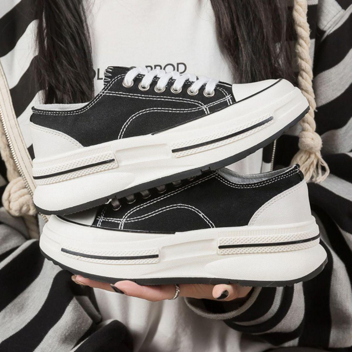 Tied Round Toe Platform Sneakers - Clothes For Her Online Store